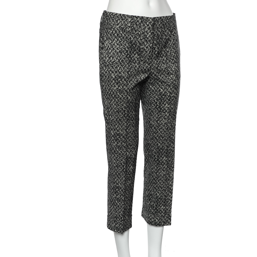 

Prada Black Printed Wool Cropped Pants