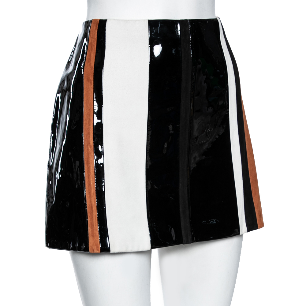 

Prada Multicolor Striped Suede & Leather Mini Skirt