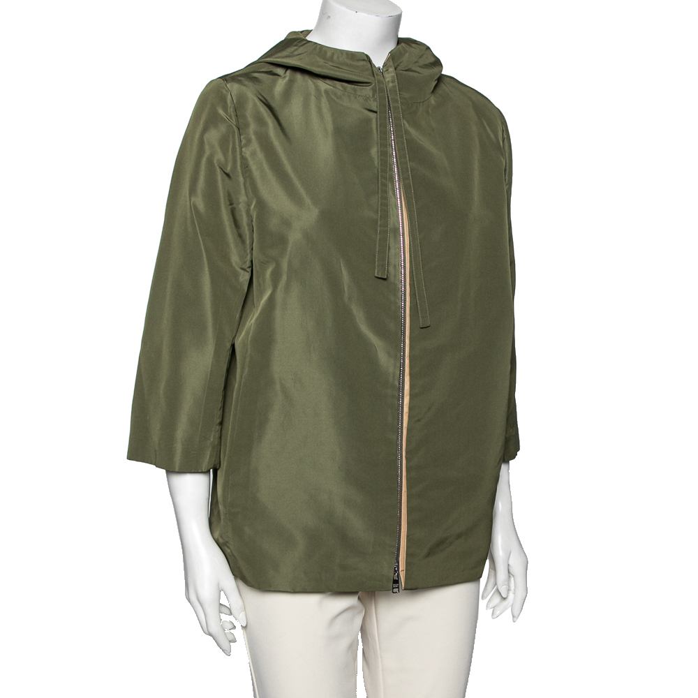 

Prada Green Silk Front Zip Hoodie