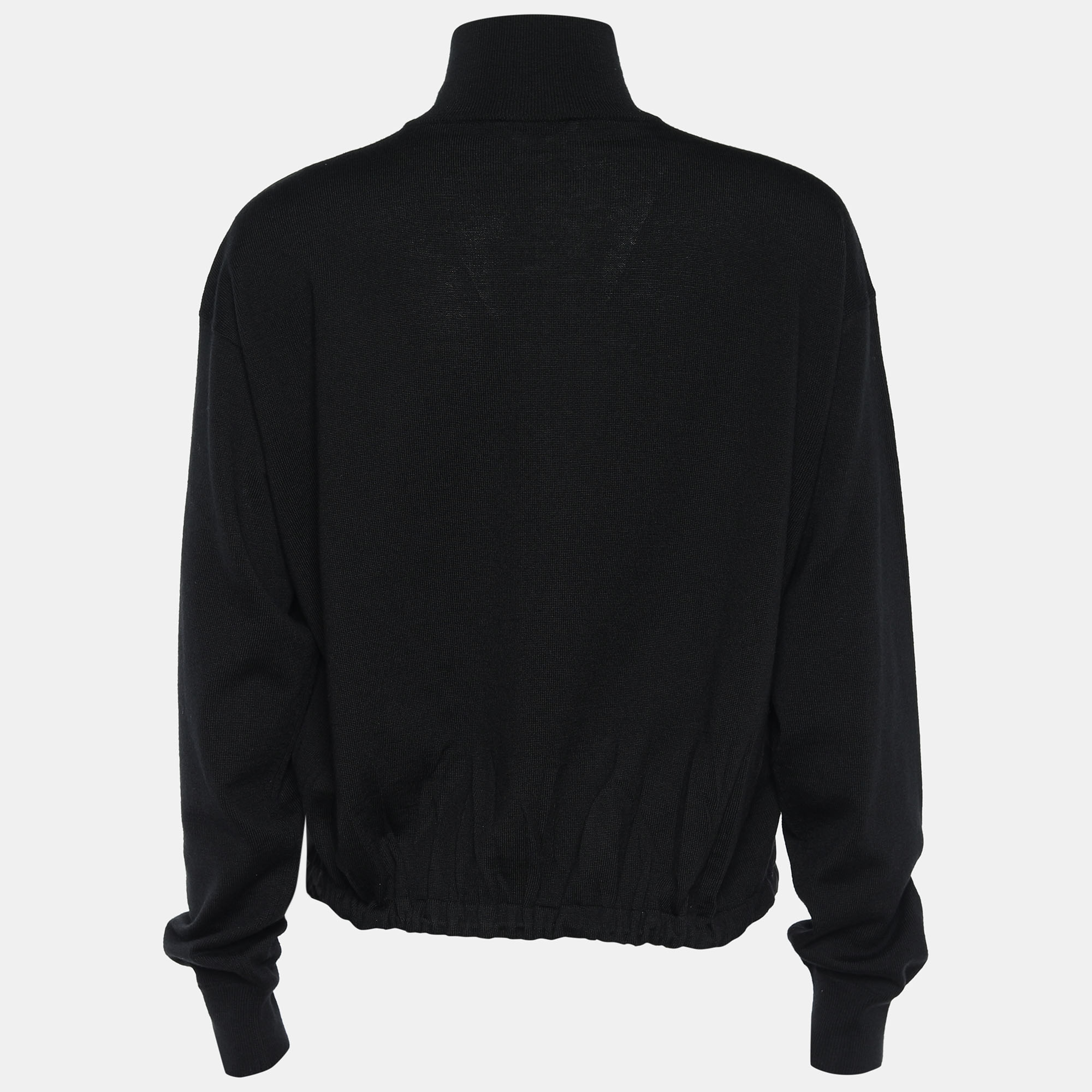 

Prada Black Wool & Synthetic Paneled Zip Front Jacket