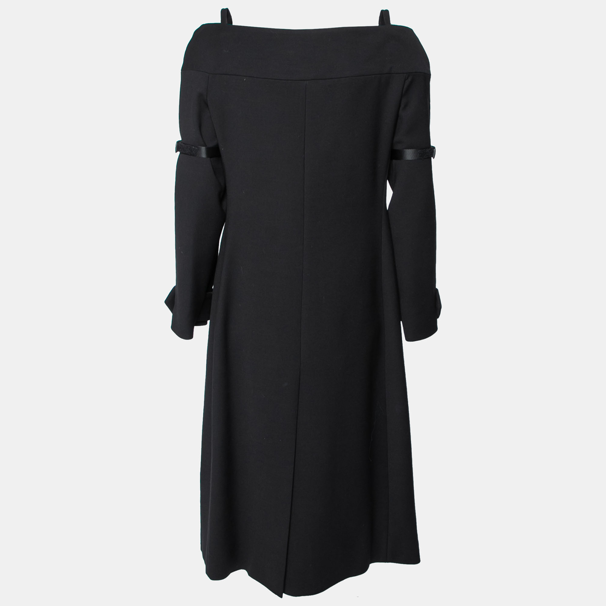 

Prada Black Wool Cold Shoulder Midi Coat
