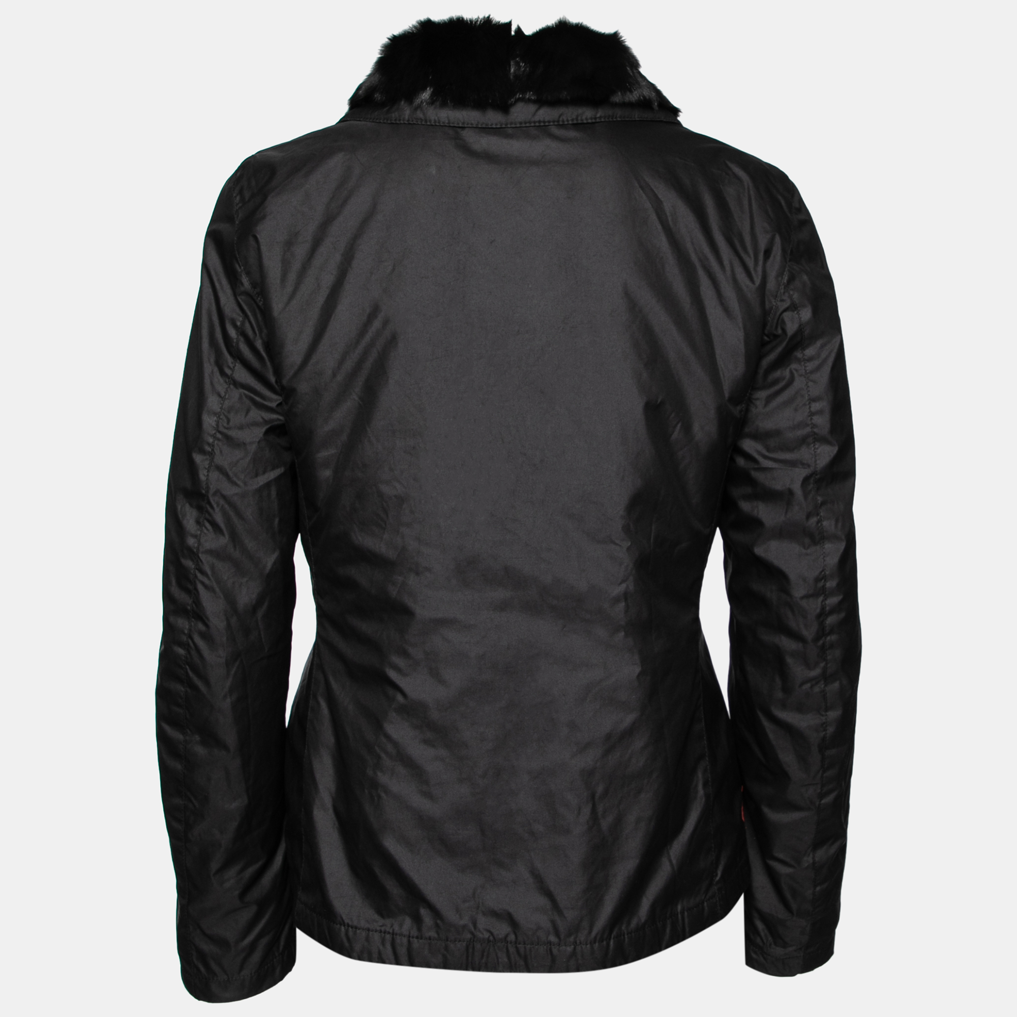 

Prada Black Synthetic & Fur Lined Zip Front Jacket