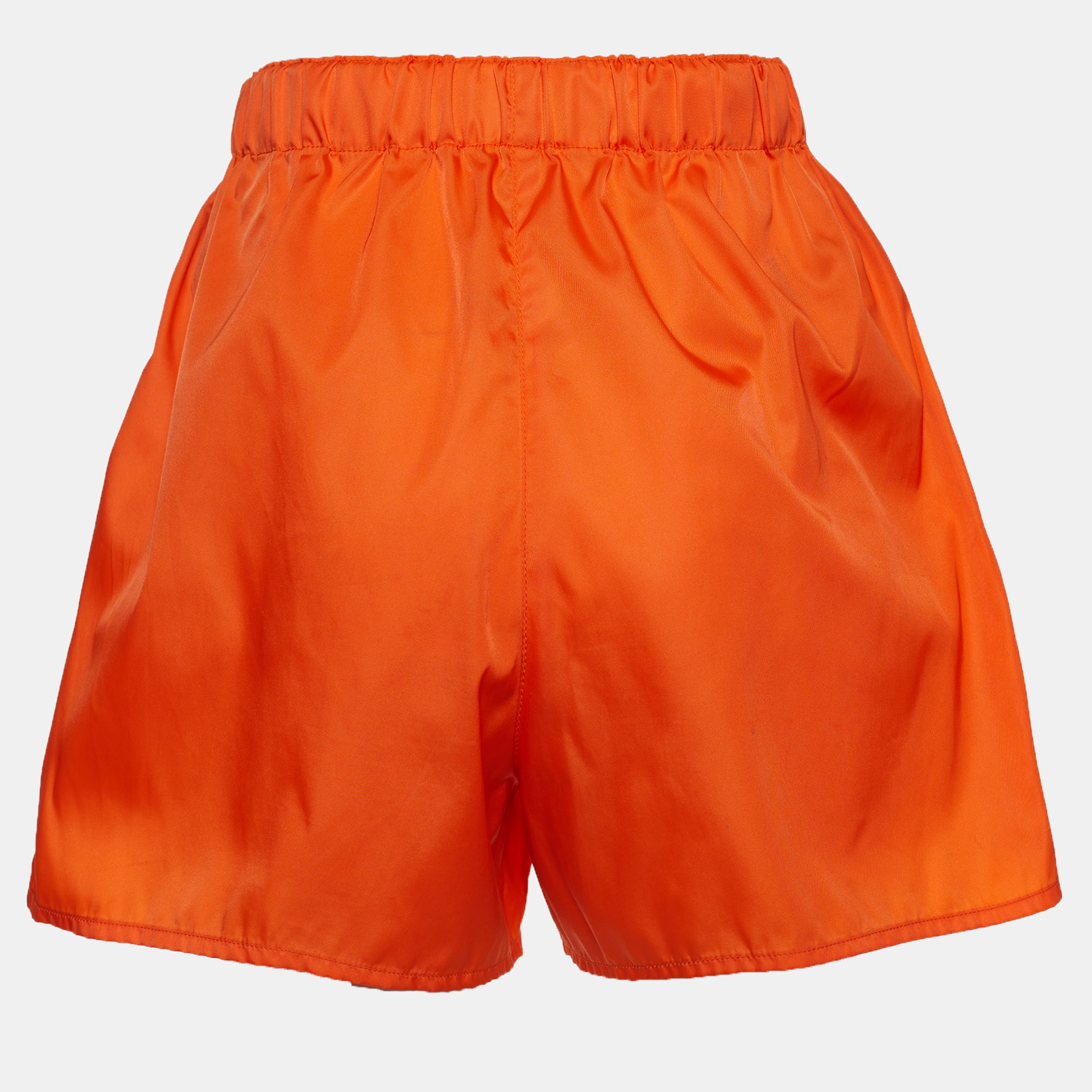 

Prada Orange Synthetic Logo Applique Detail Mini Shorts