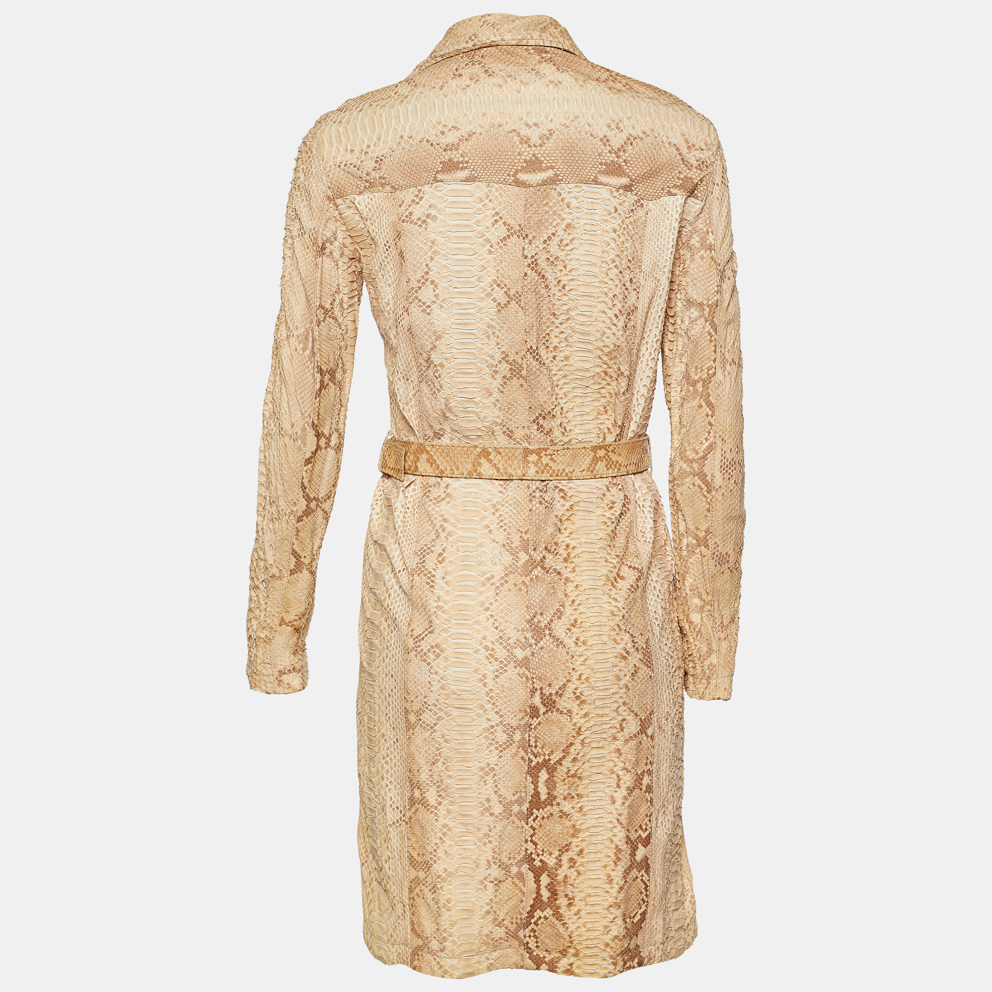 

Prada Beige Python Skin Belted Coat