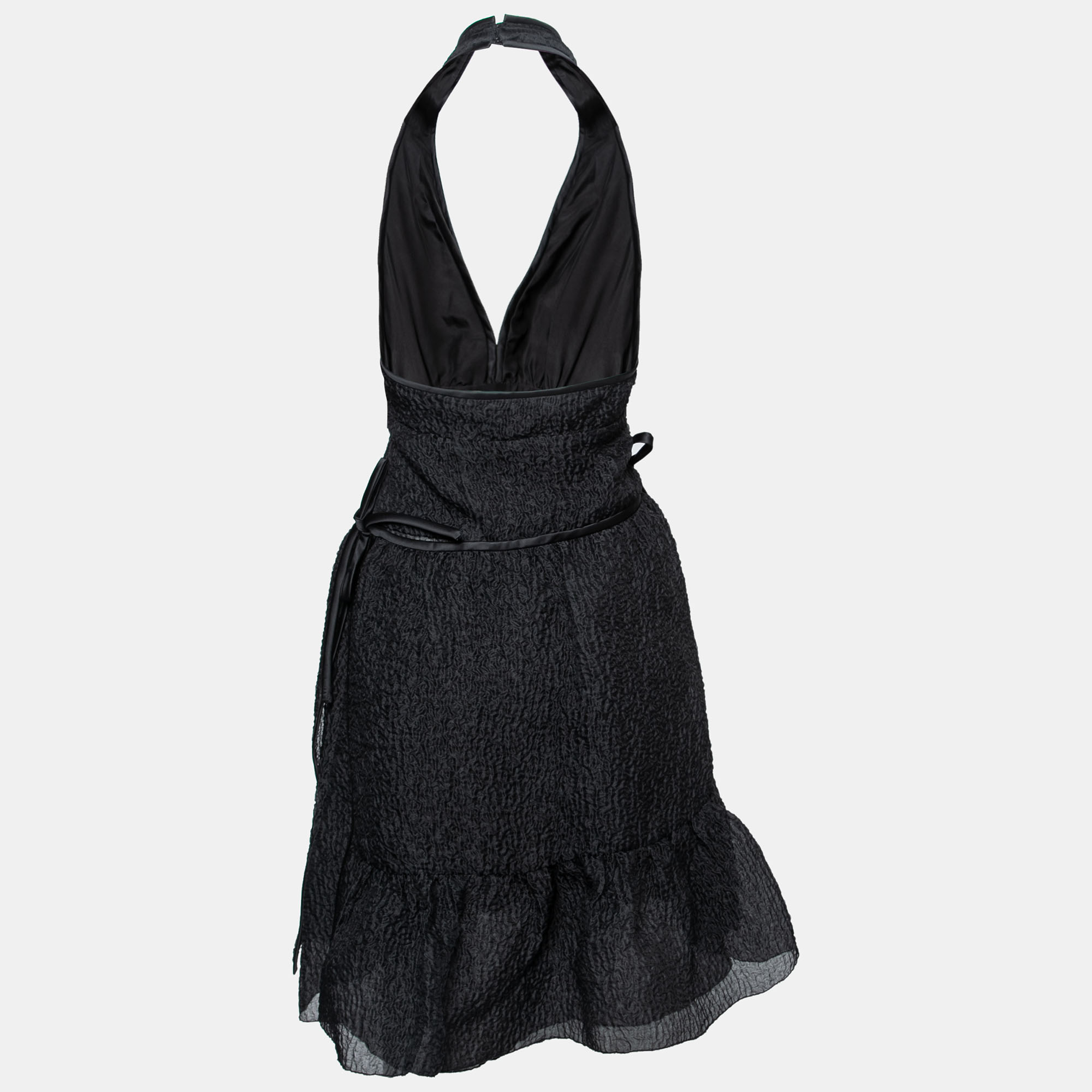 

Prada Black Silk Halter Neck Mini Dress