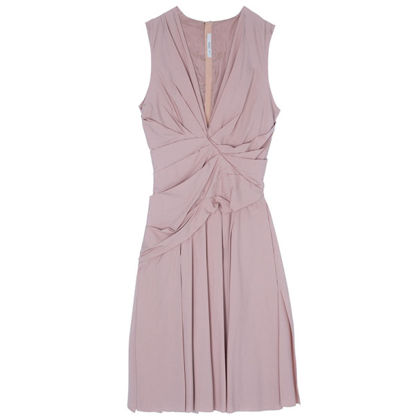 Pre Owned Prada Taffeta Pleated Knee-length Dress M