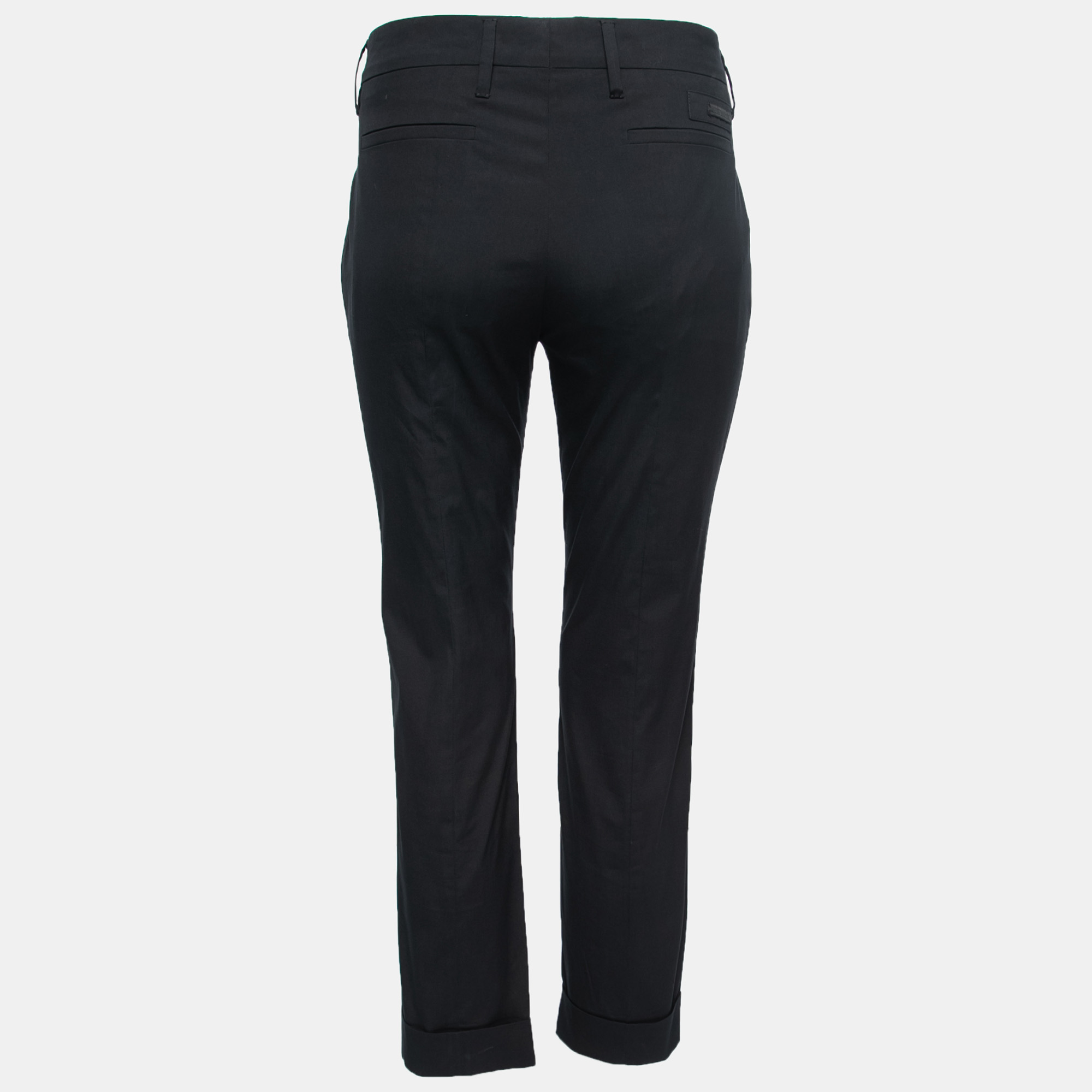 

Prada Black Cotton Straight Leg Trousers