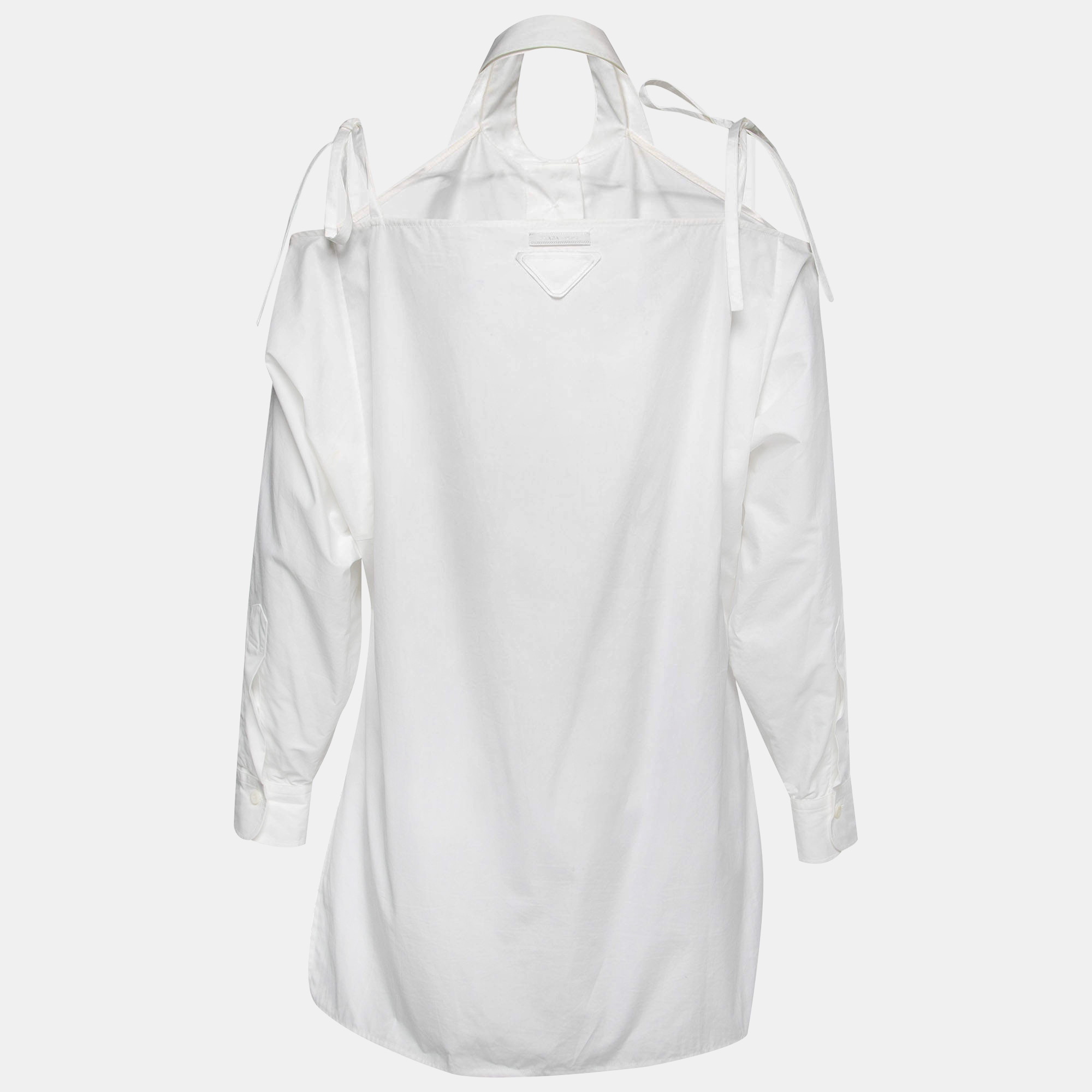 

Prada White Cotton Poplin Off-Shoulder Shirt