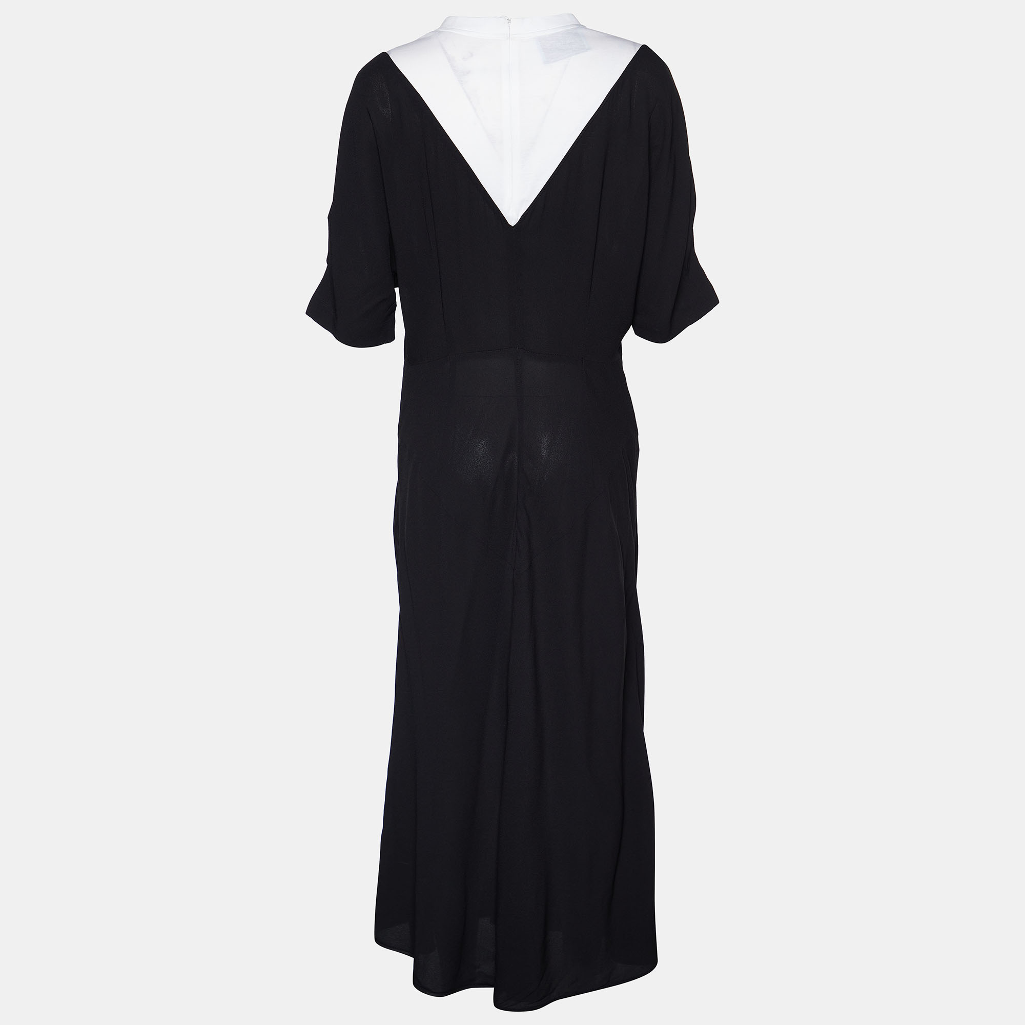 

Prada Black Chiffon & Jersey Contrast Detail Midi Dress