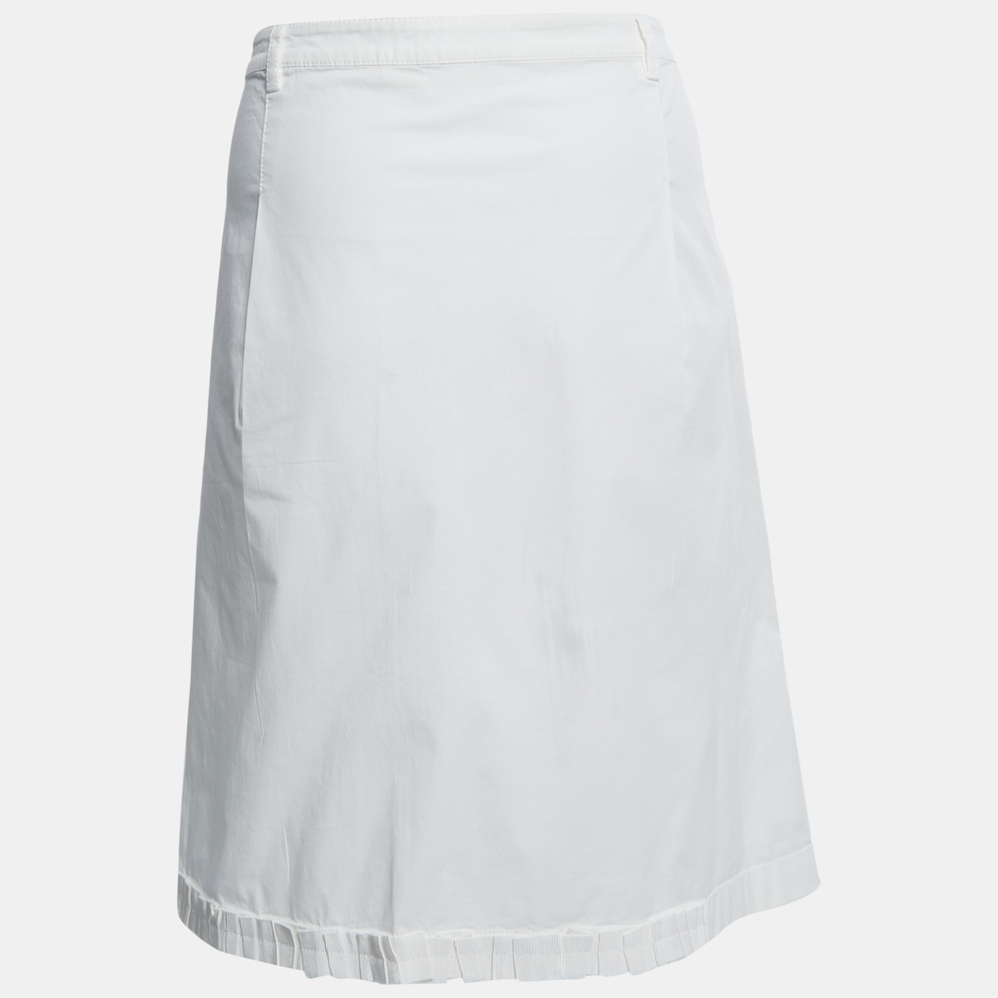 

Prada White Cotton Front Slit Detail Skirt