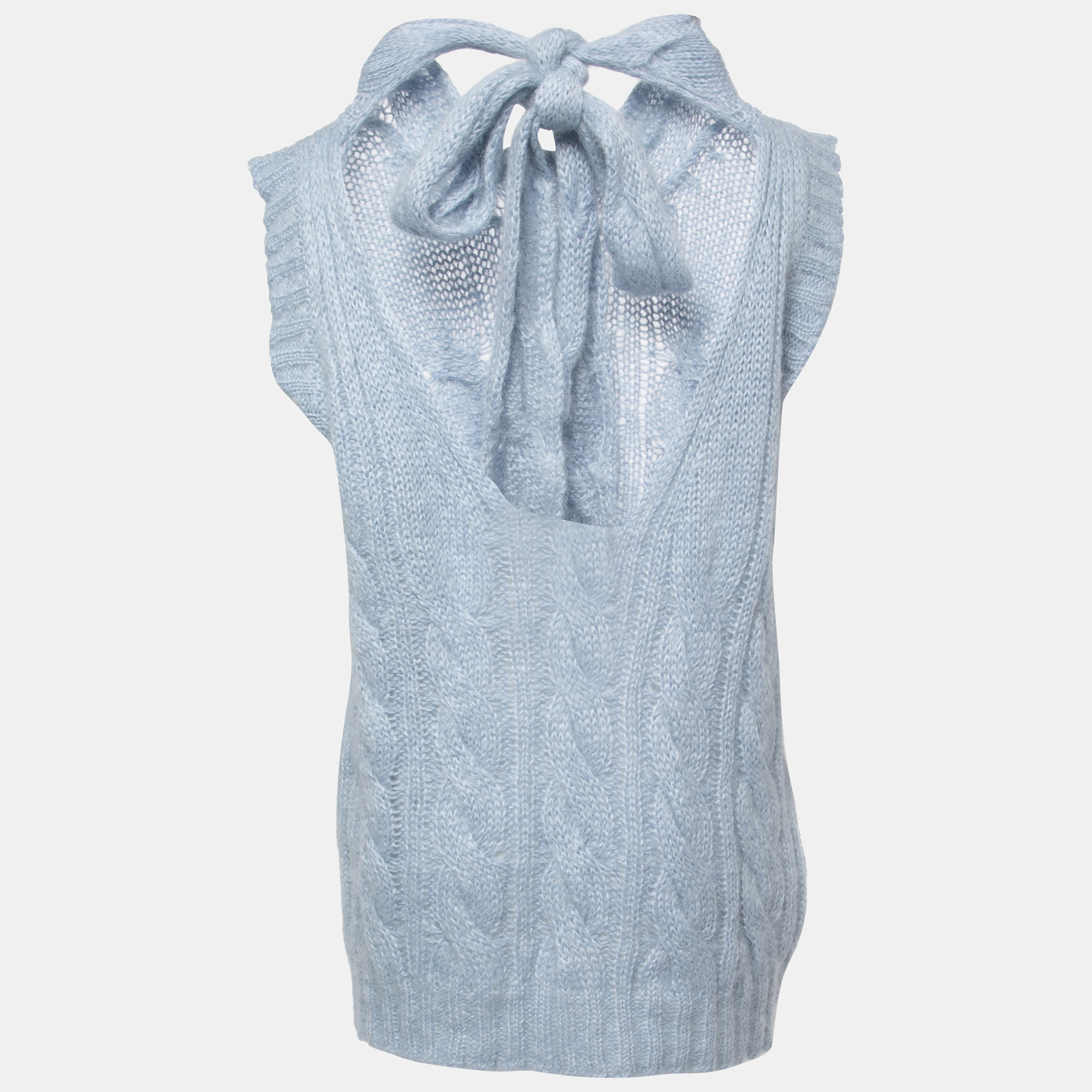 

Prada Light Blue Cable Knit High Neck Sweater Vest