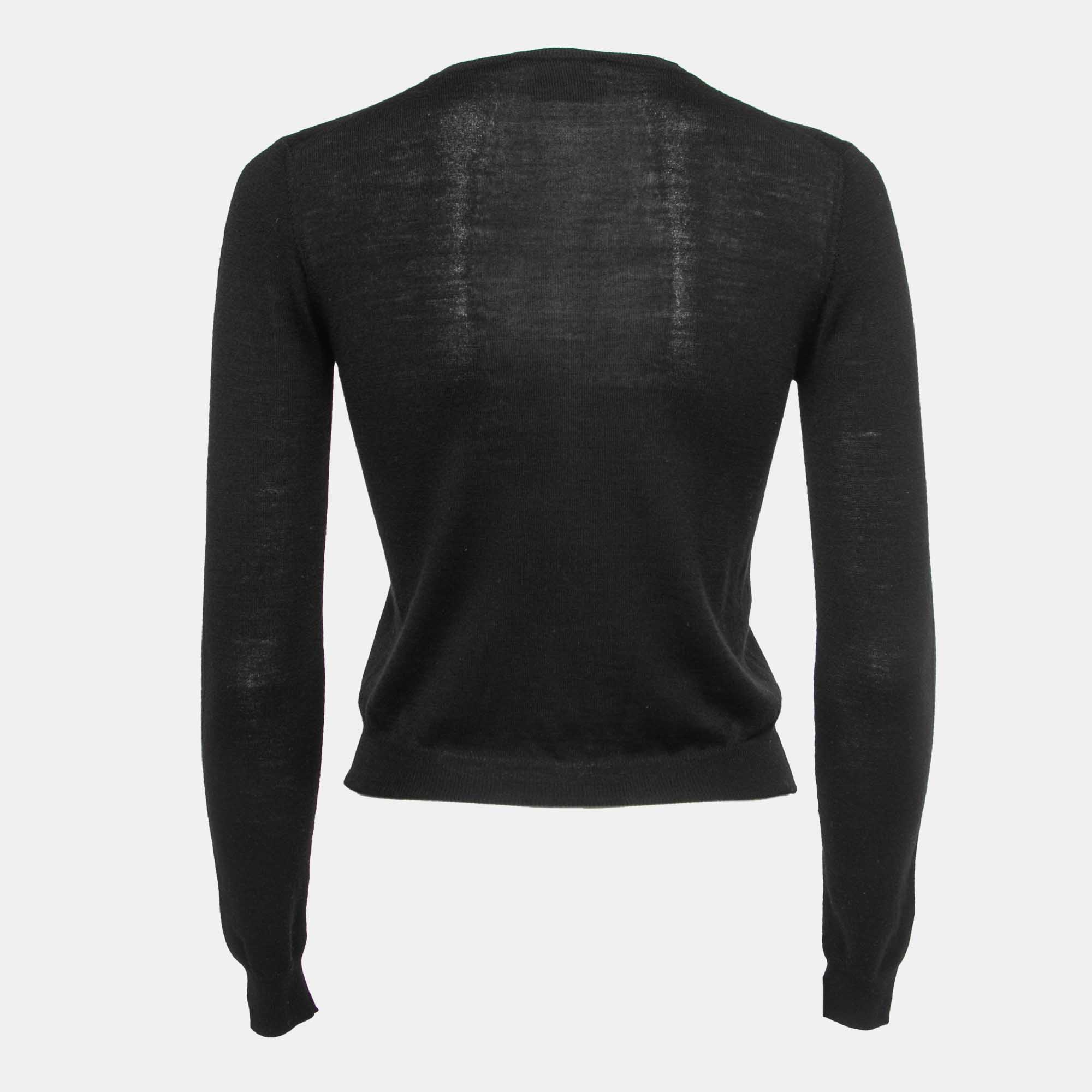 

Prada Black Knit Button Front Sweater