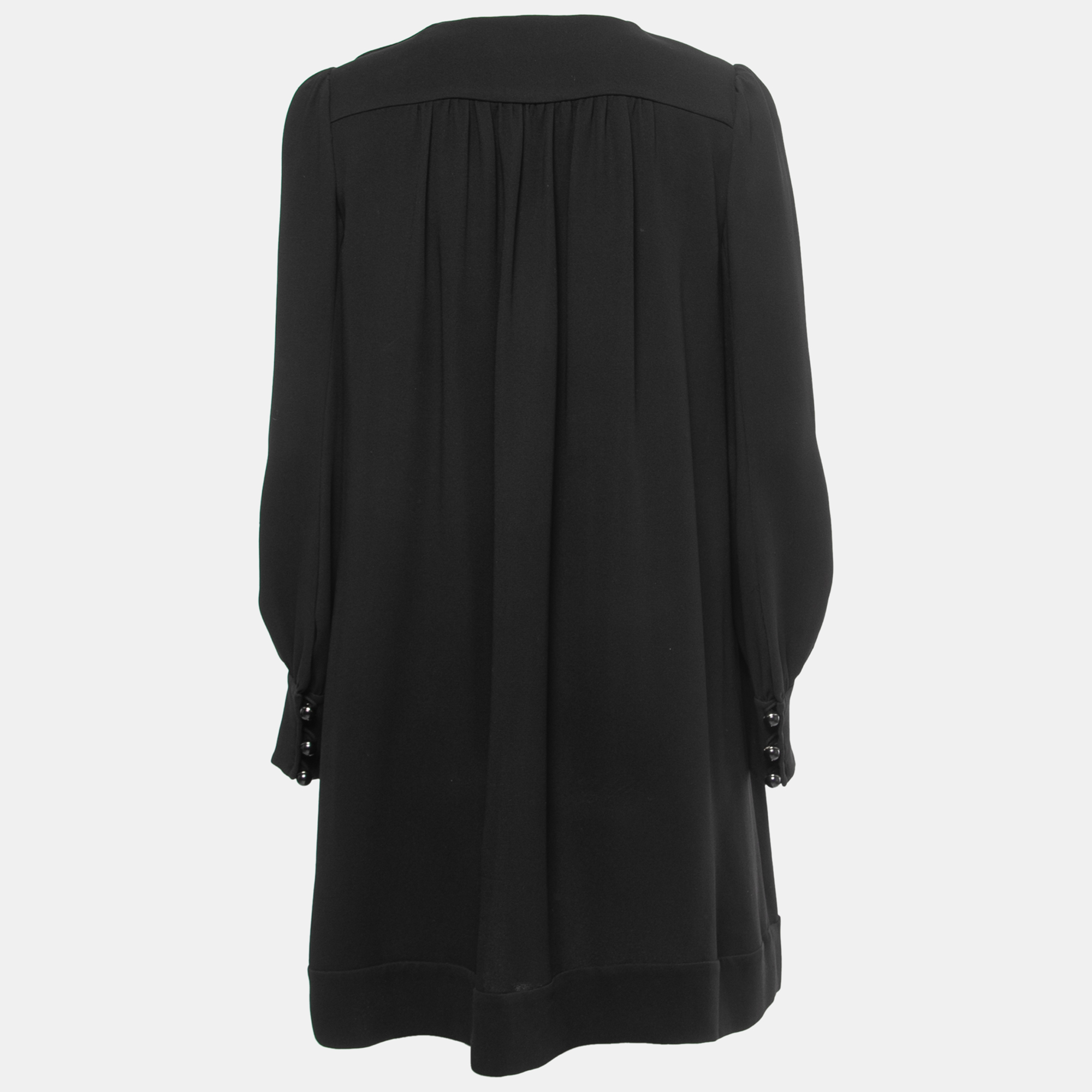 

Prada Black Crepe Silk Long Sleeve Midi Dress