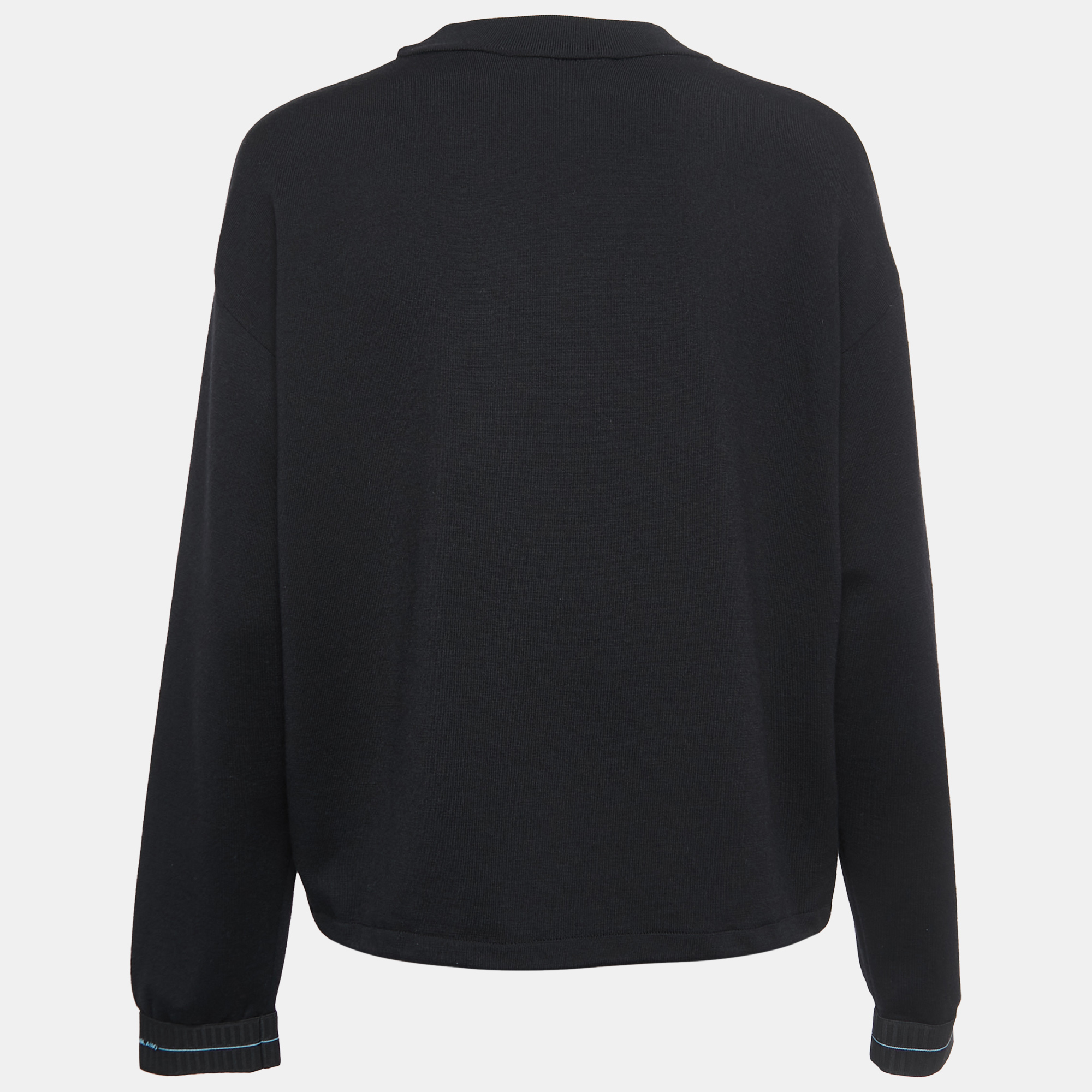 

Prada Black Knit & Nylon Logo Patch Sweatshirt