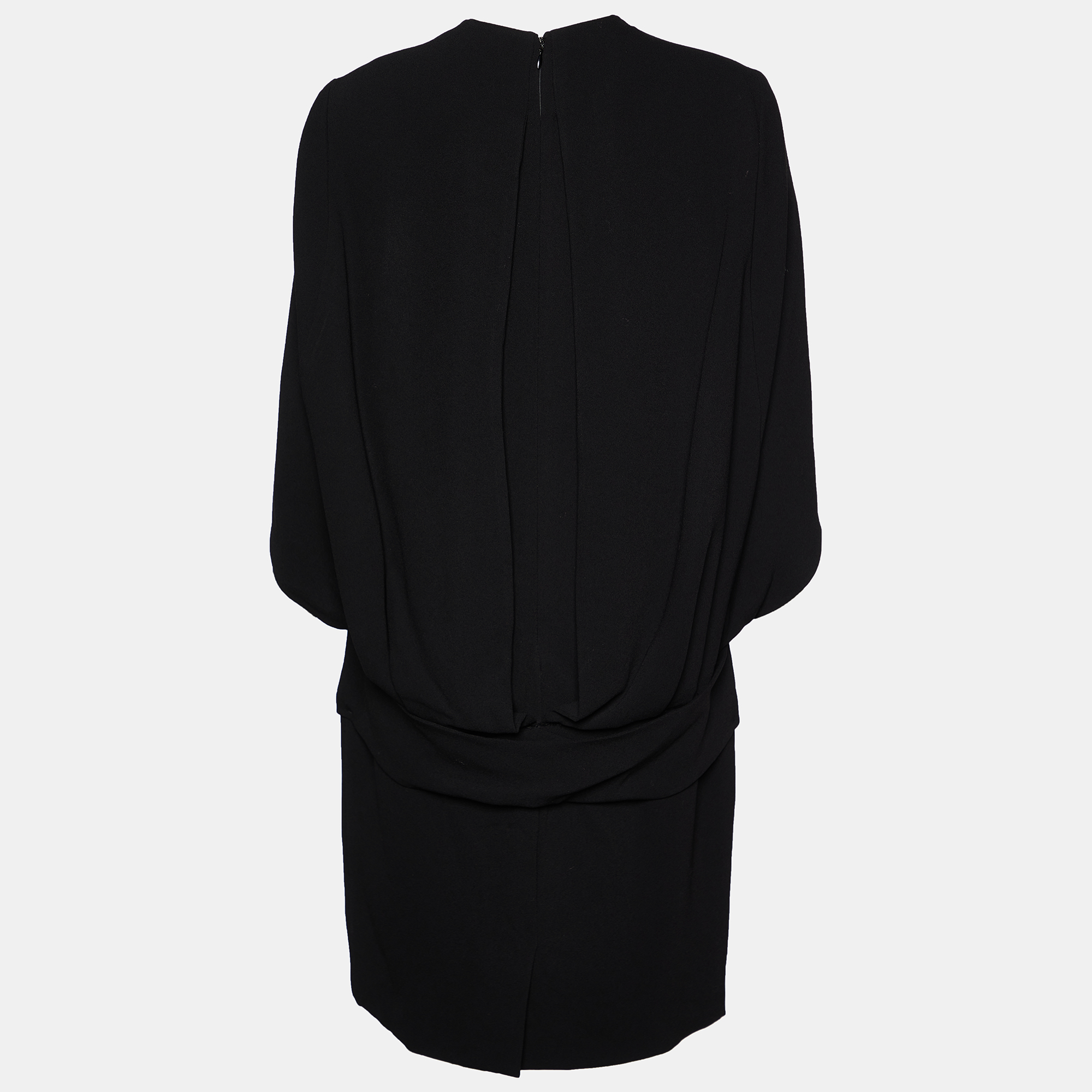 

Prada Black Wool Crepe Cape Detail Mini Dress