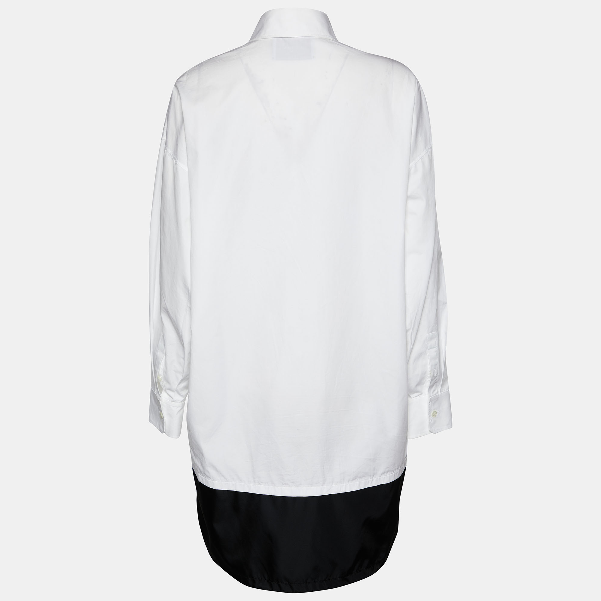 

Prada White Cotton & Contrast Re-Nylon Long Oversized Shirt