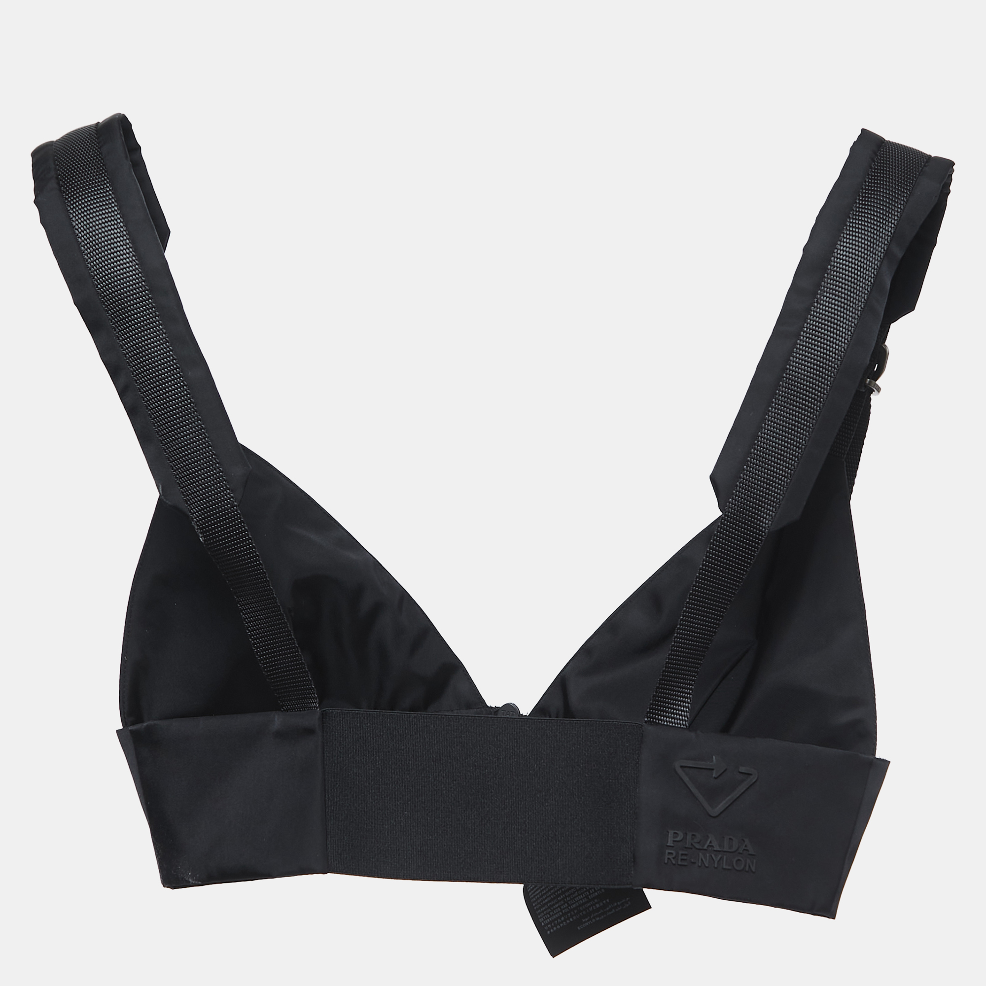 

Prada Black Nylon Zip Front Gabardine Bralette Top