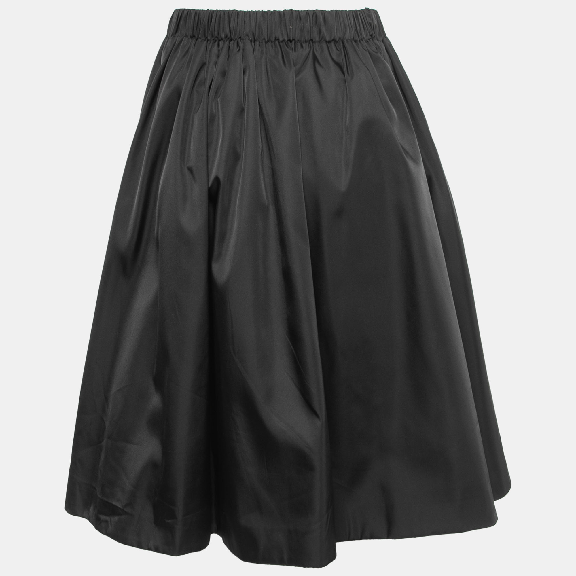 

Prada Black Nylon Elasticized Waist Flared Knee Length Skirt