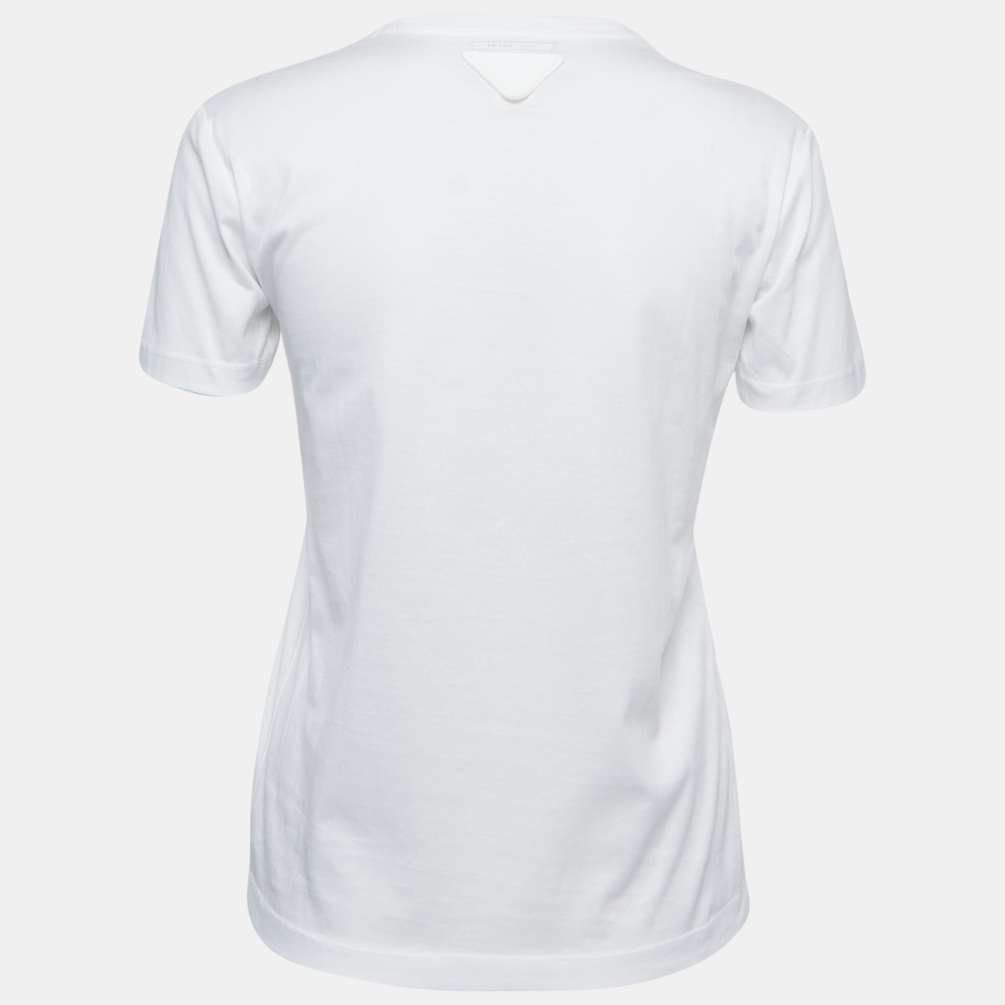 

Prada White Cotton Crew Neck Half Sleeve T-Shirt