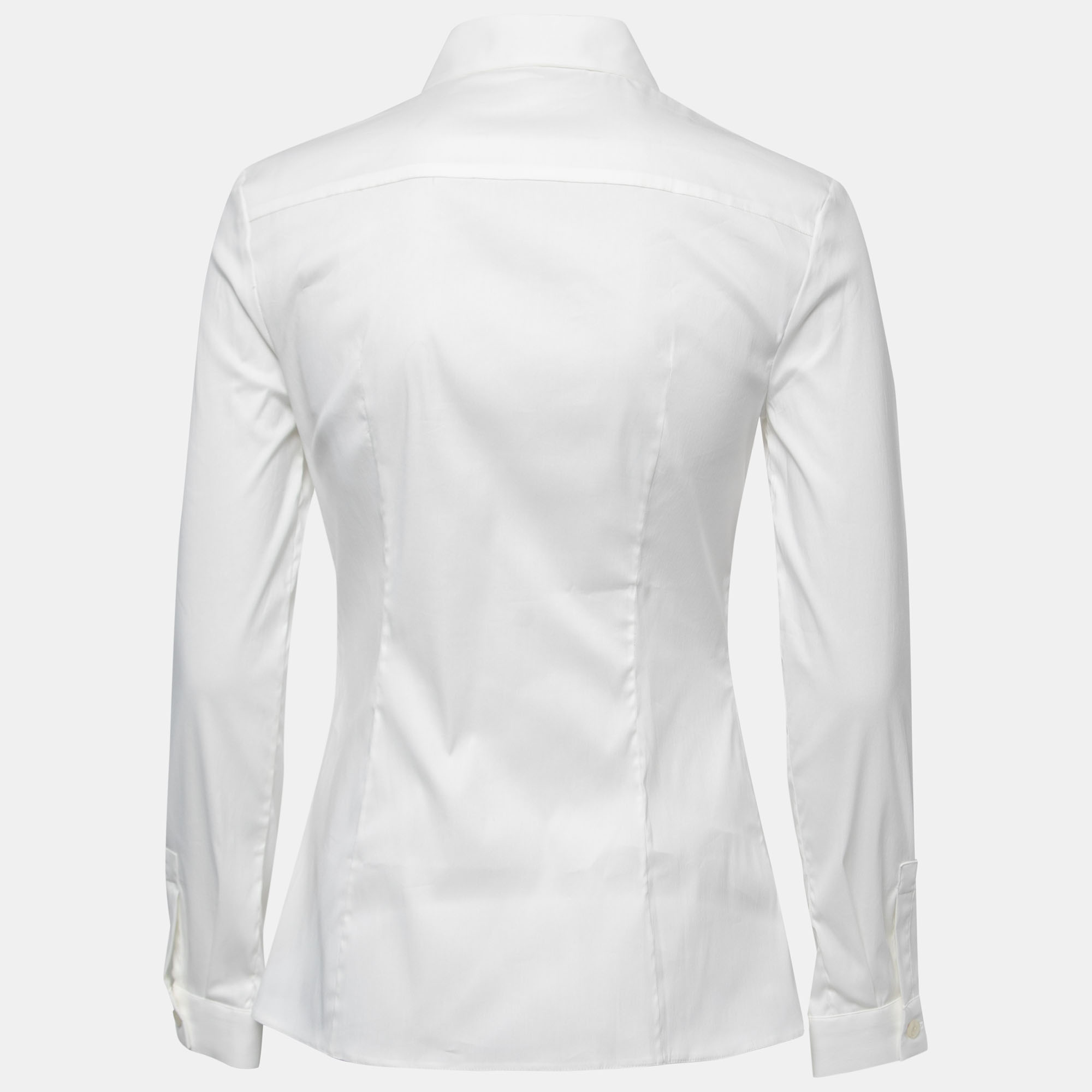 

Prada Off White Stretch Cotton Button Front Full Sleeve Shirt
