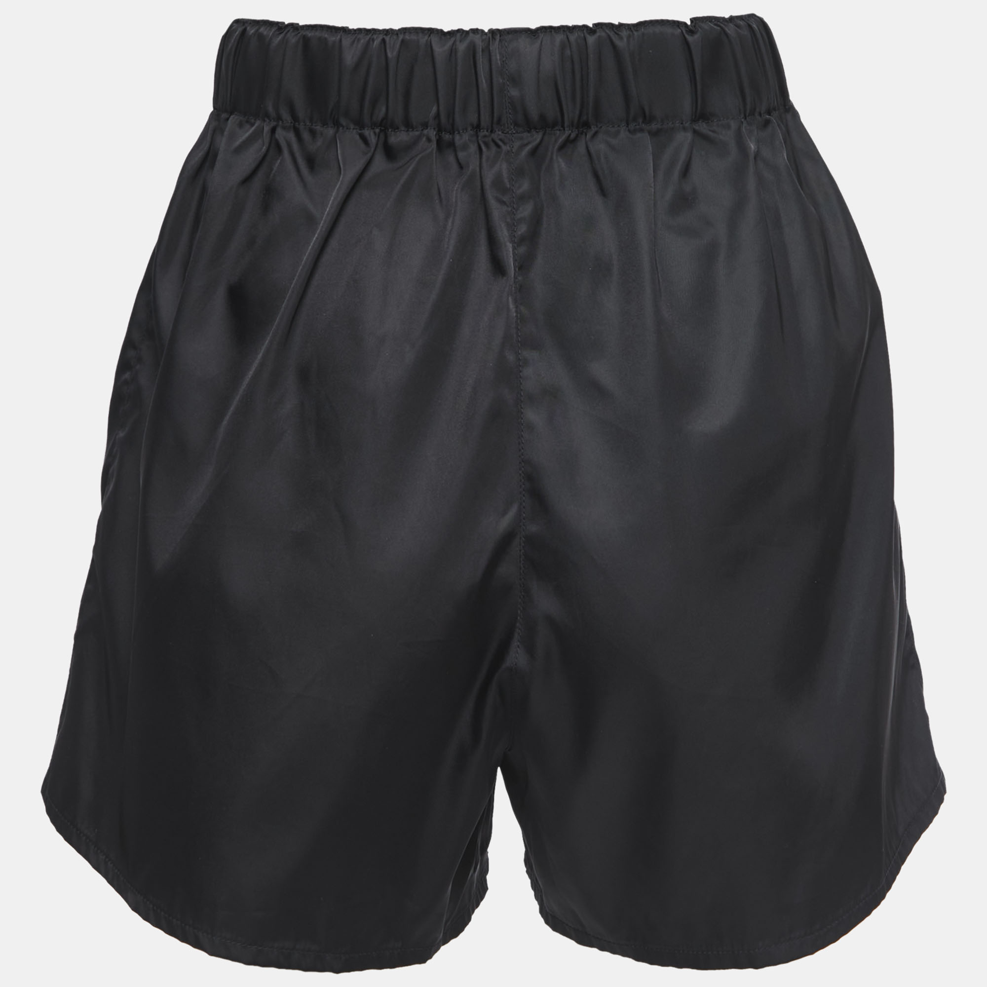 

Prada Black Nylon Rubber Logo Drawstring Shorts