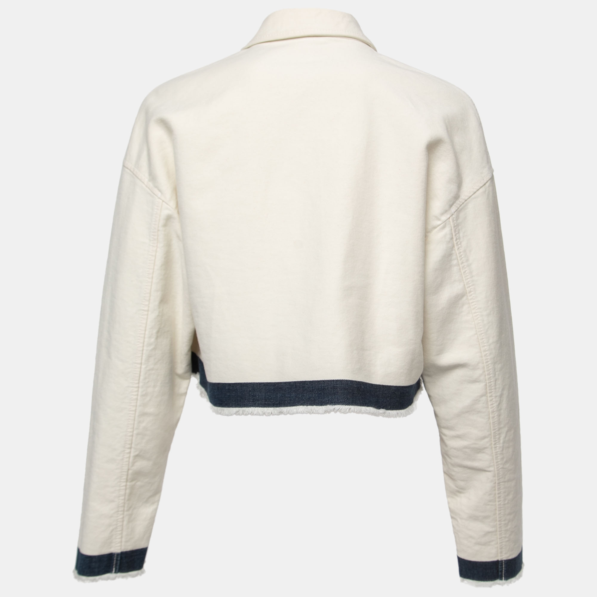 

Prada White/Blue Selvaged Denim Cropped Jacket