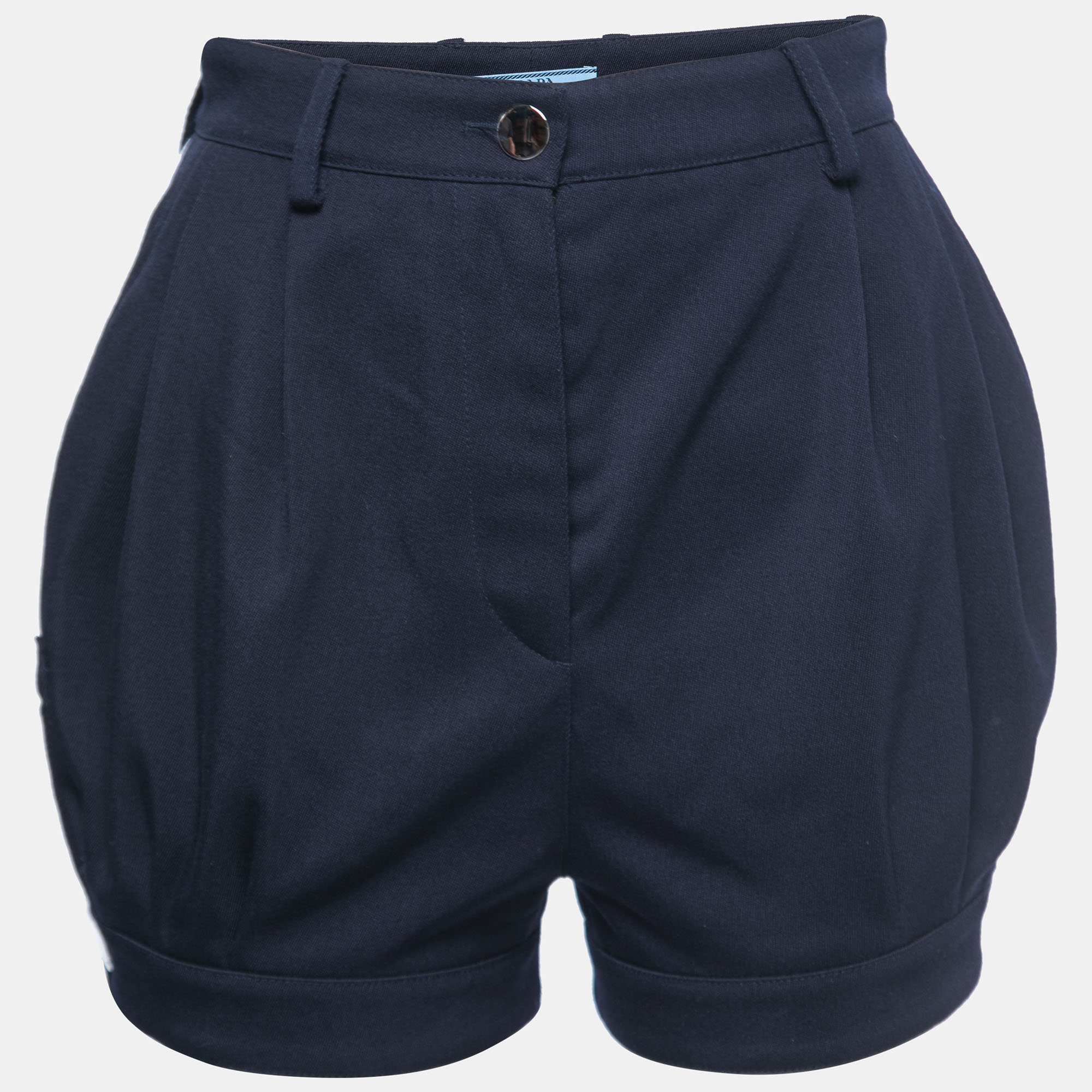 Pre-owned Prada Navy Blue Wool Shorts S