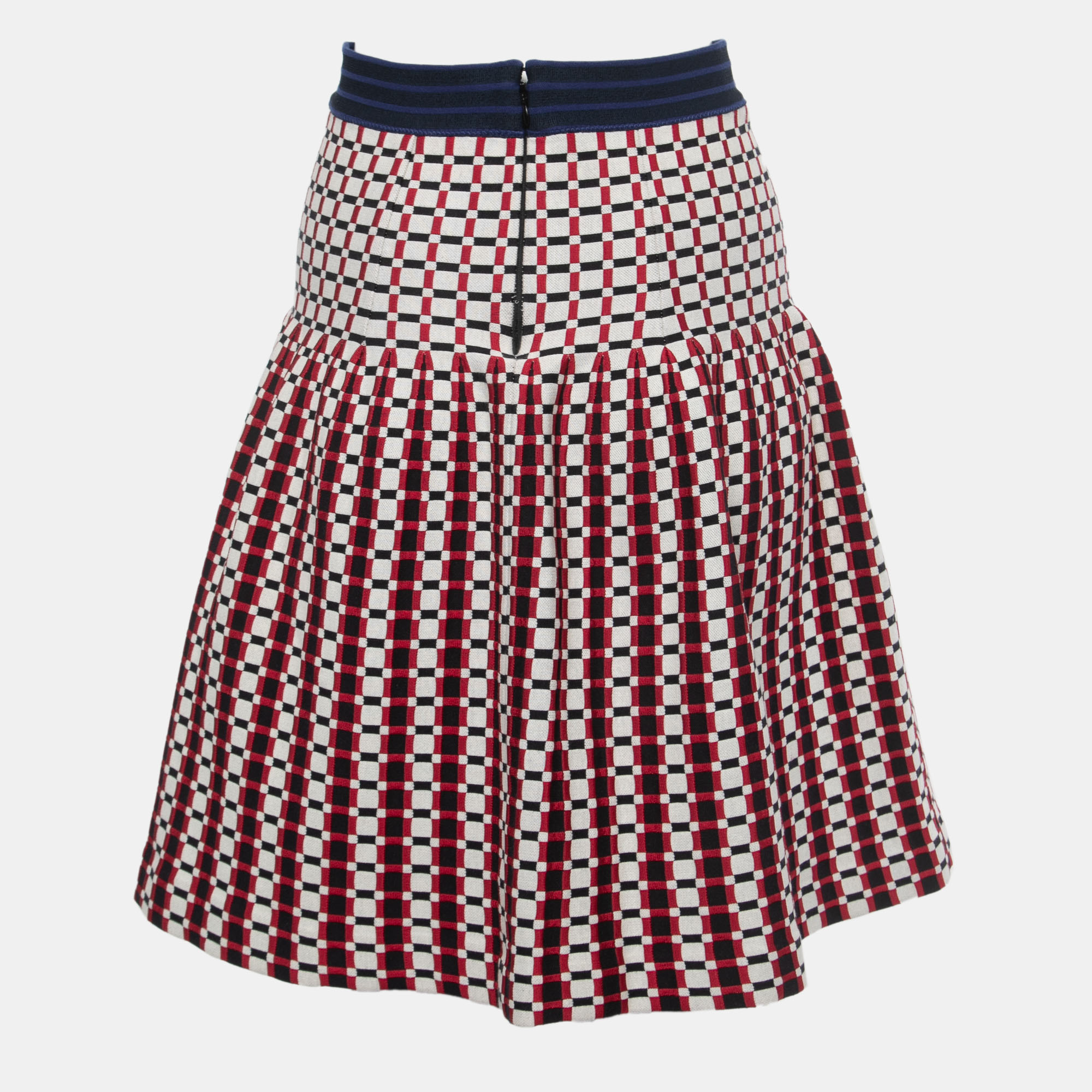 

Prada Multicolor Checked Knit Fit & Flare Knee Length Skirt
