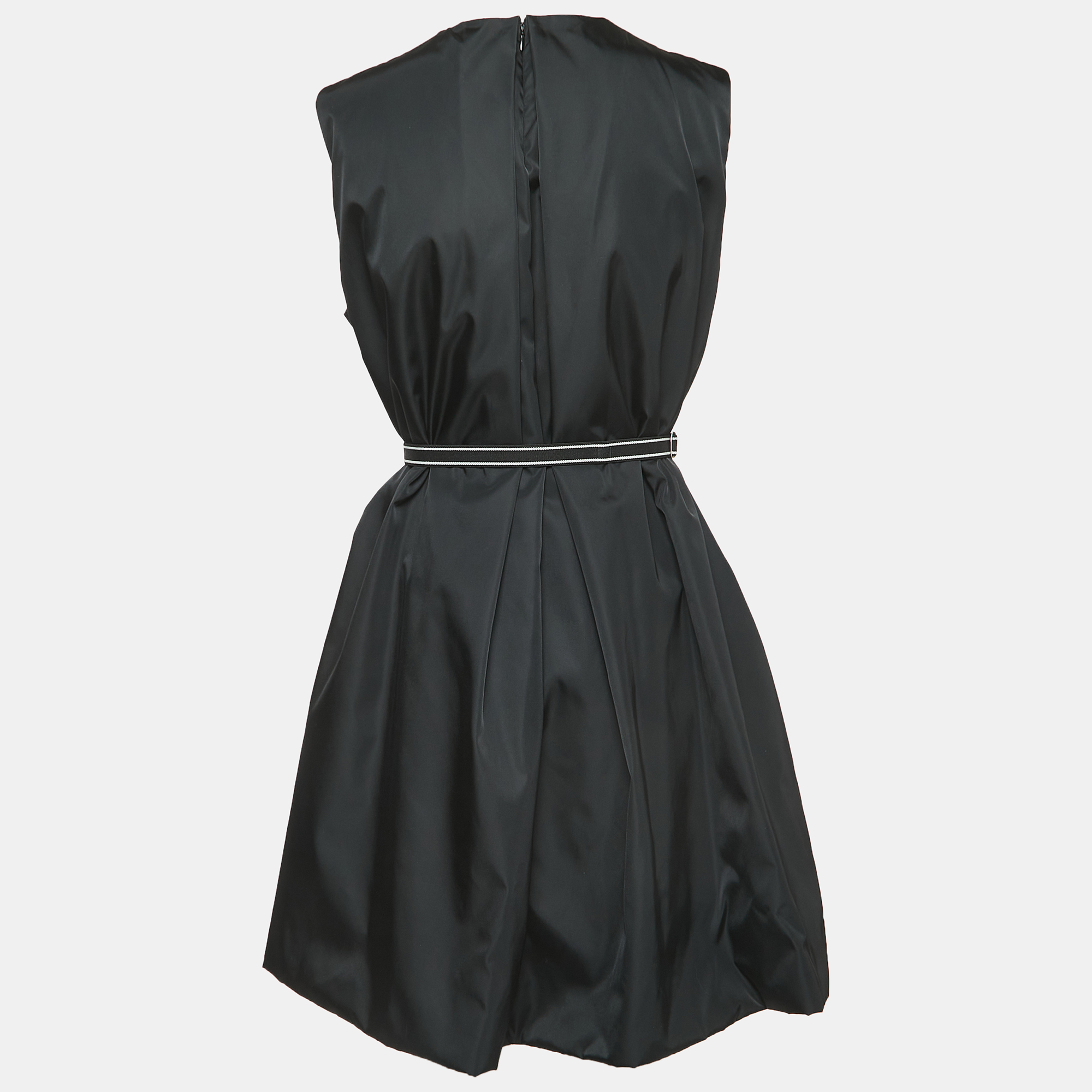 

Prad Black Re-Nylon Sleeveless Belted Mini Dress