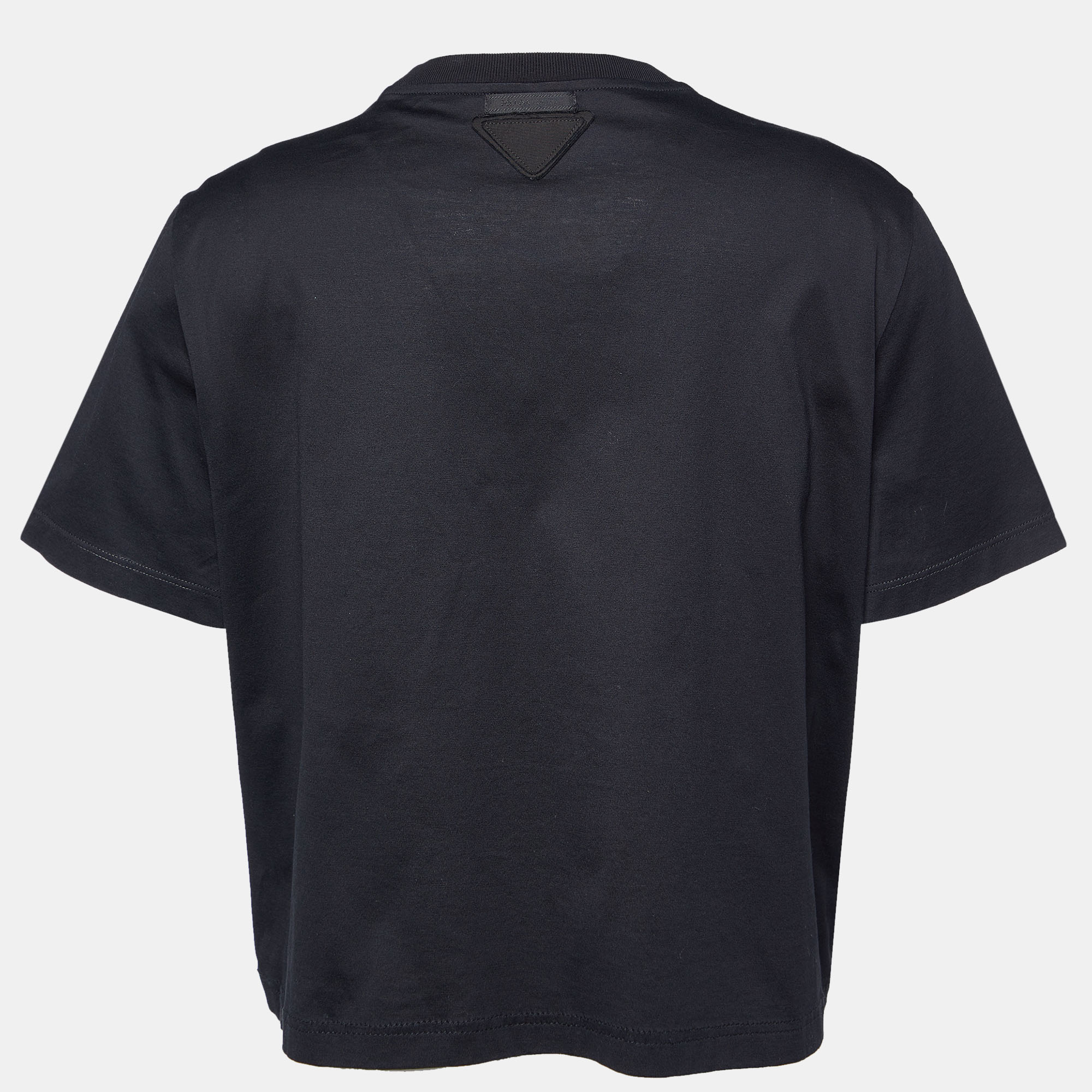 

Prada Black Mirror Embellished Cotton Knit T-Shirt