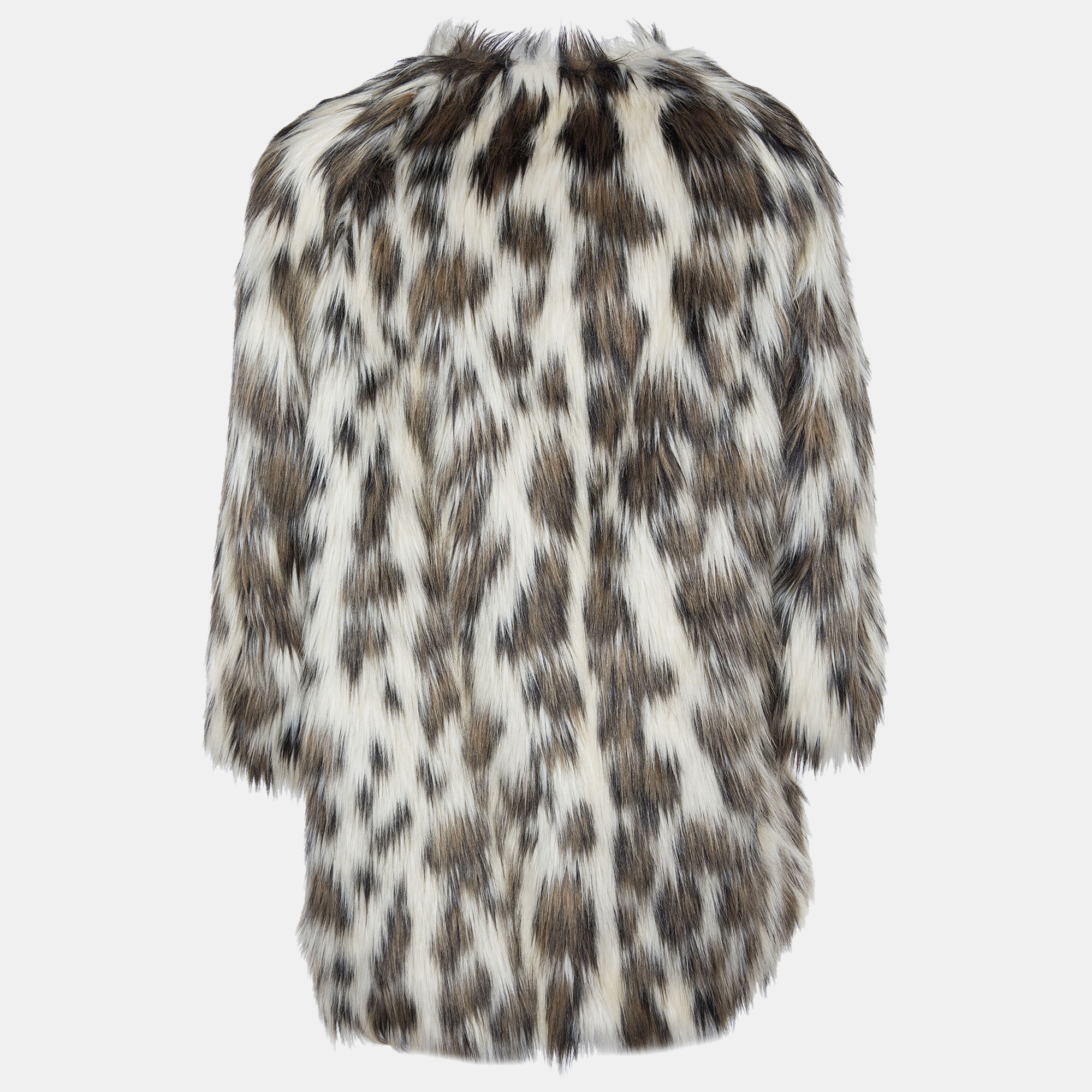 

Prada Multicolor Printed Faux Fur Hook Front Coat