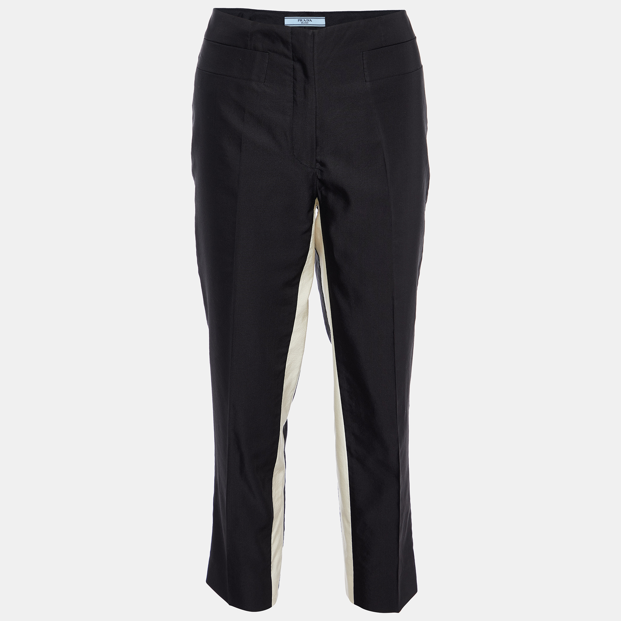 

Prada Black Wool & Silk Contrast Detail Pants