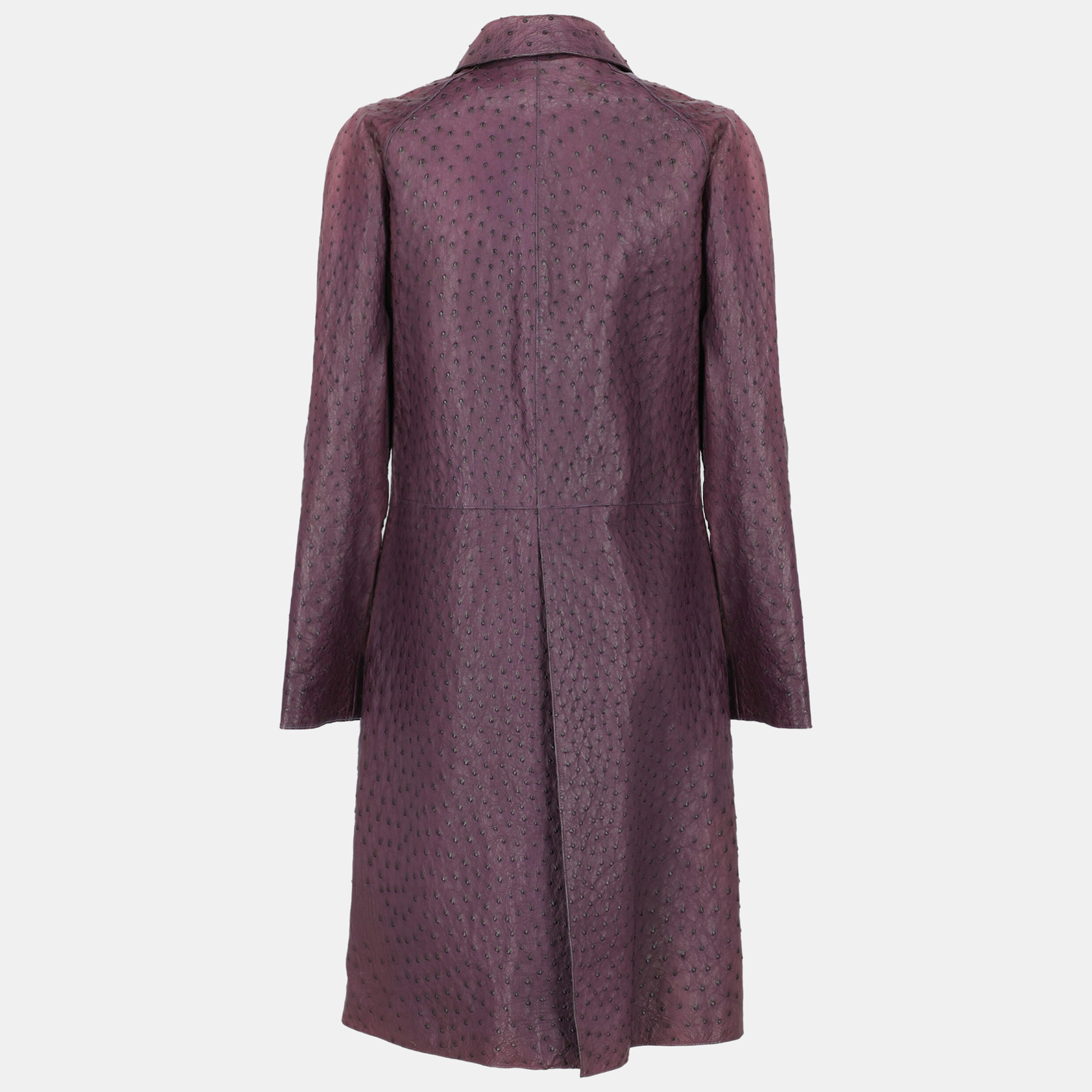 

Prada Women's Leather Single Breasted Coat - Purple