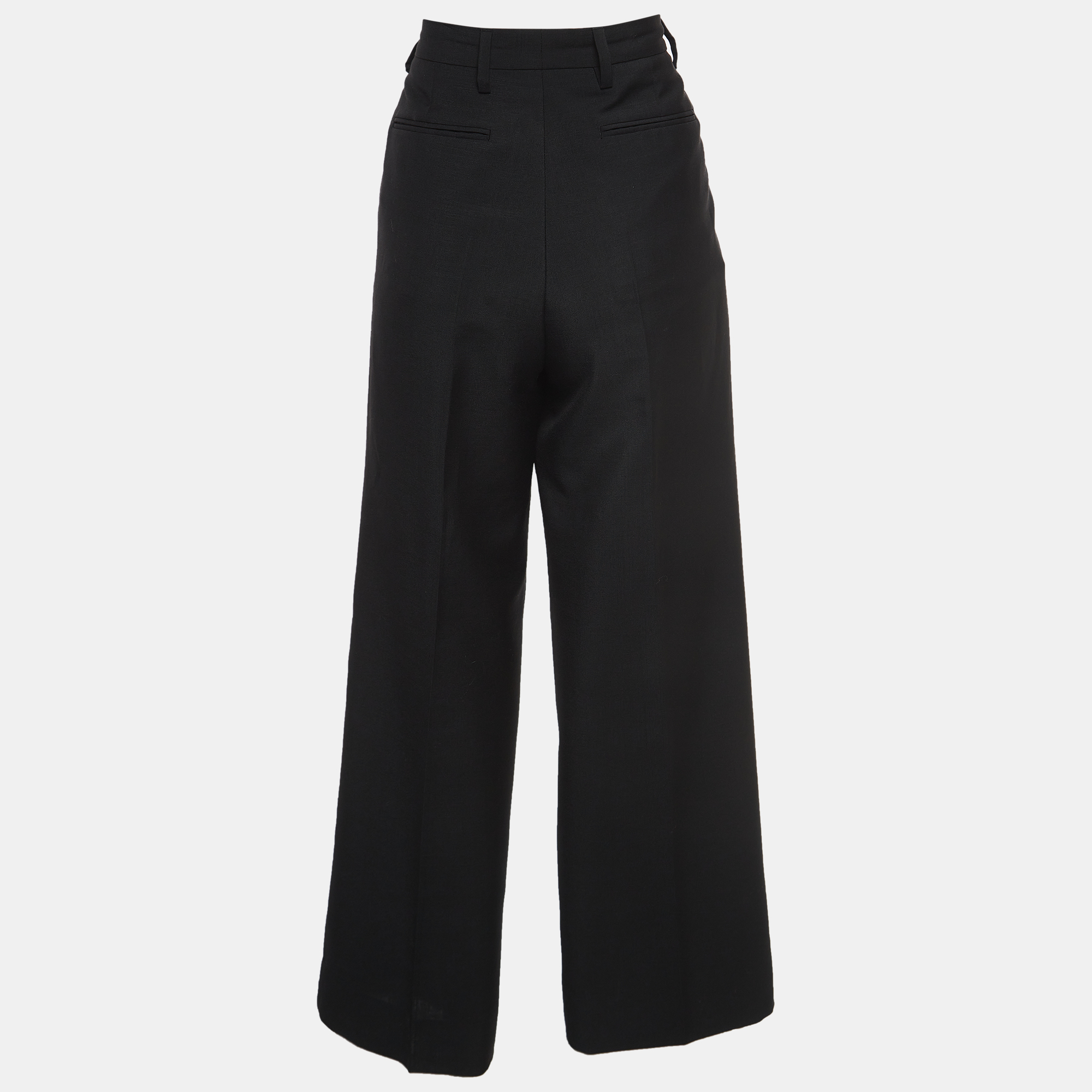 

Prada Grey Wool Blend Wide Leg Trousers, Black