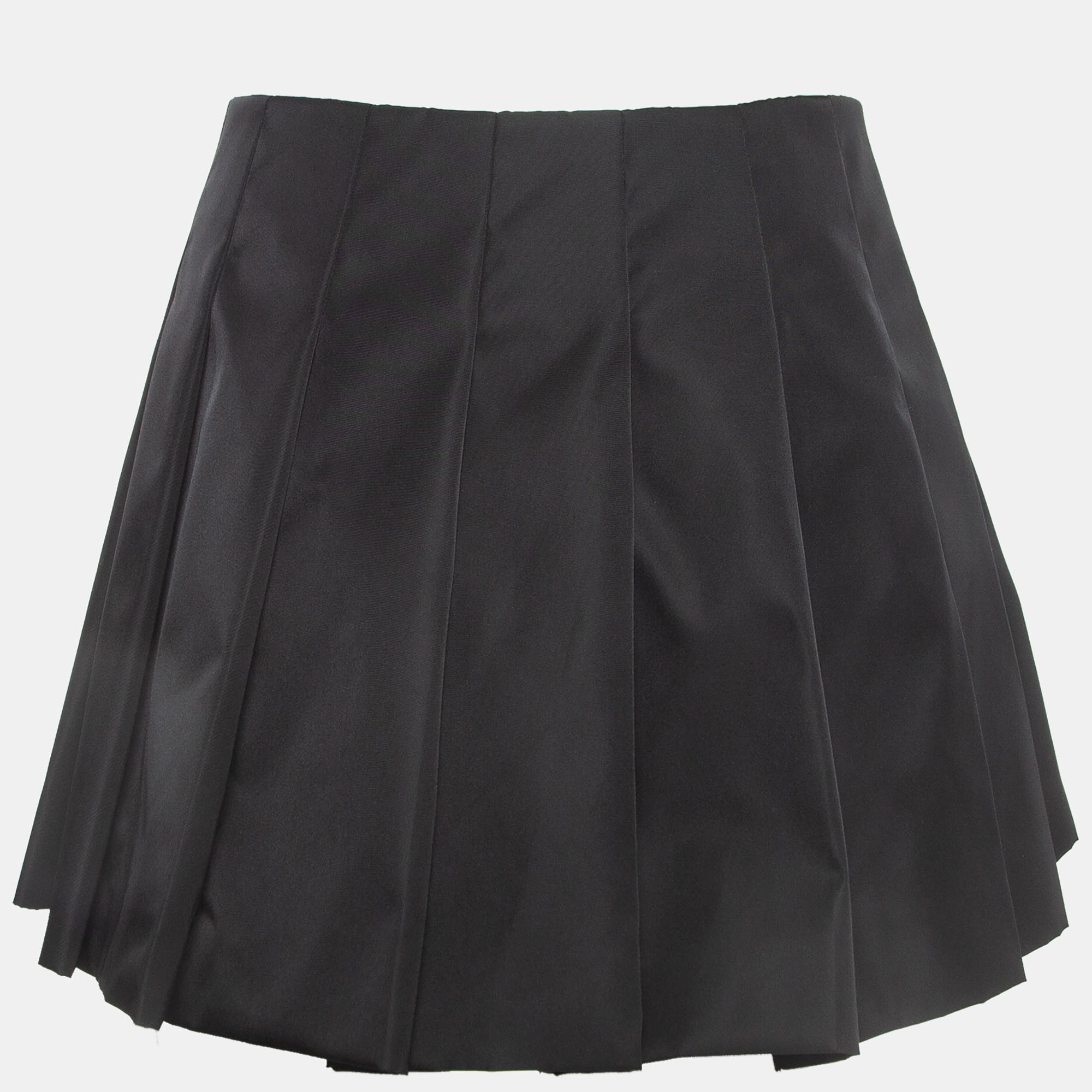 

Prada Black Re-Nylon Belt Detail Pleated Mini Skirt