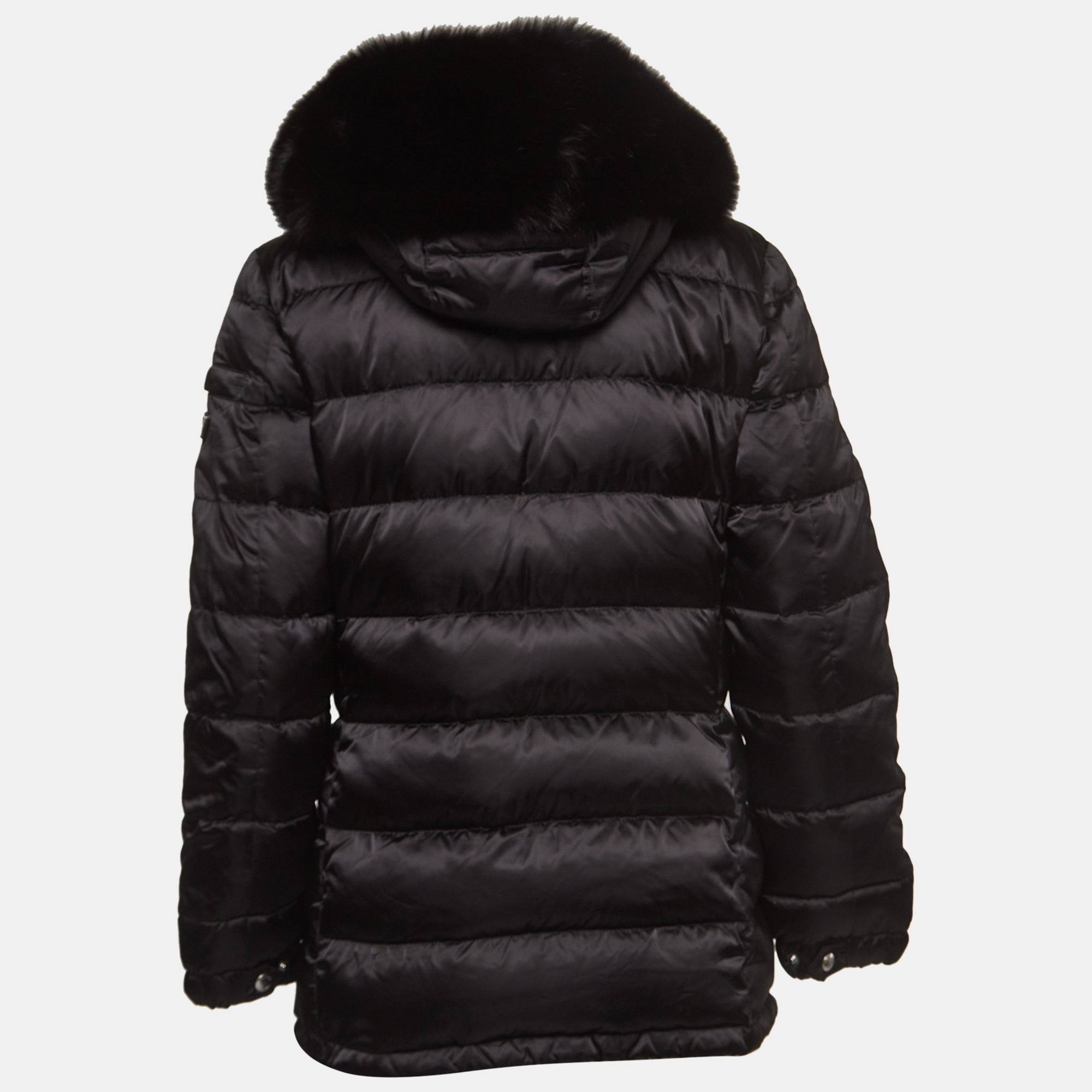 

Prada Black Fur Trimmed Hood Nylon Padded Jacket