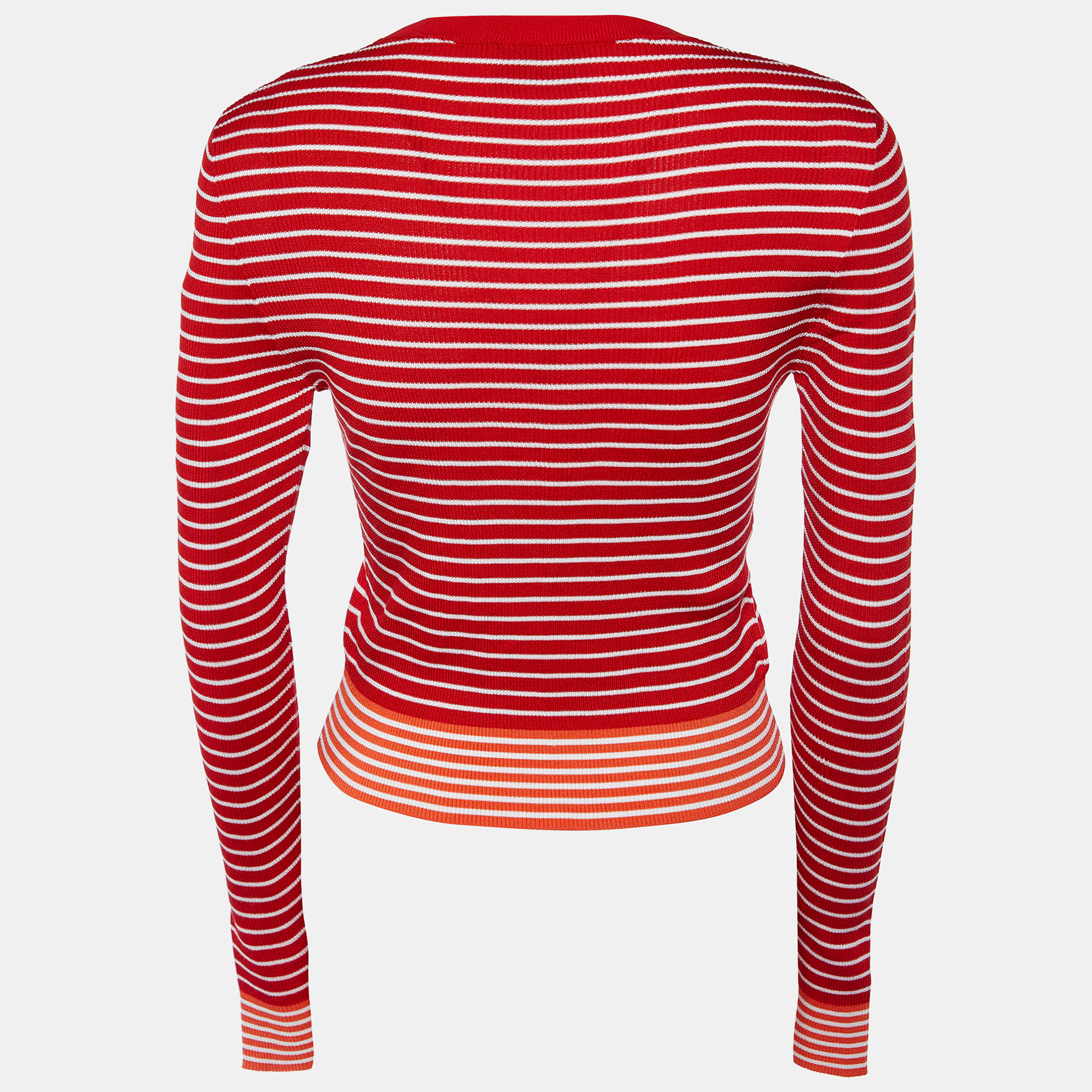 

Prada Red/White Striped Knit Long Sleeve Top