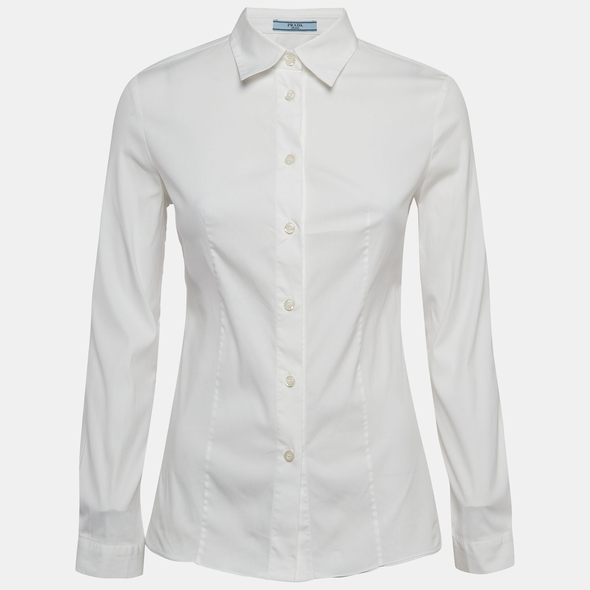 

Prada White Stretch Cotton Full Sleeve Shirt