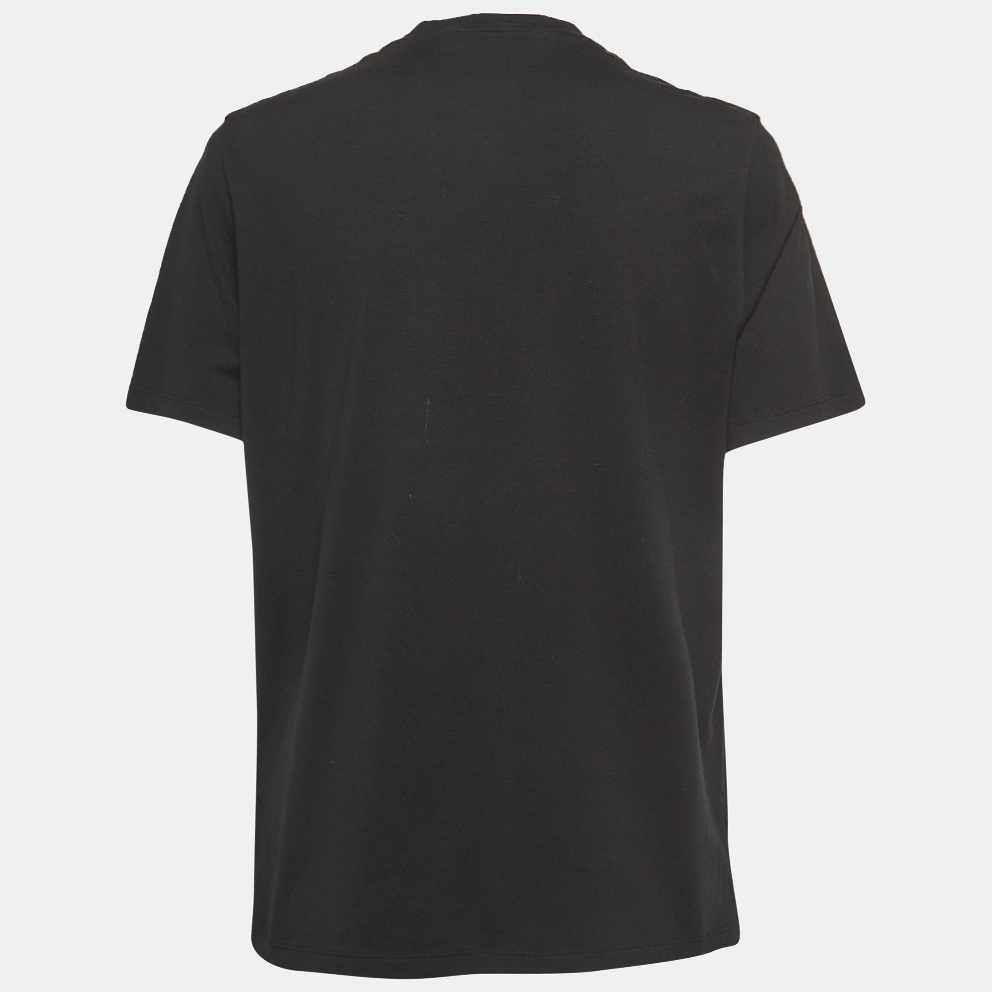 

Prada Black Cotton Knit Detail Pocket Detail Crew Neck T-Shirt