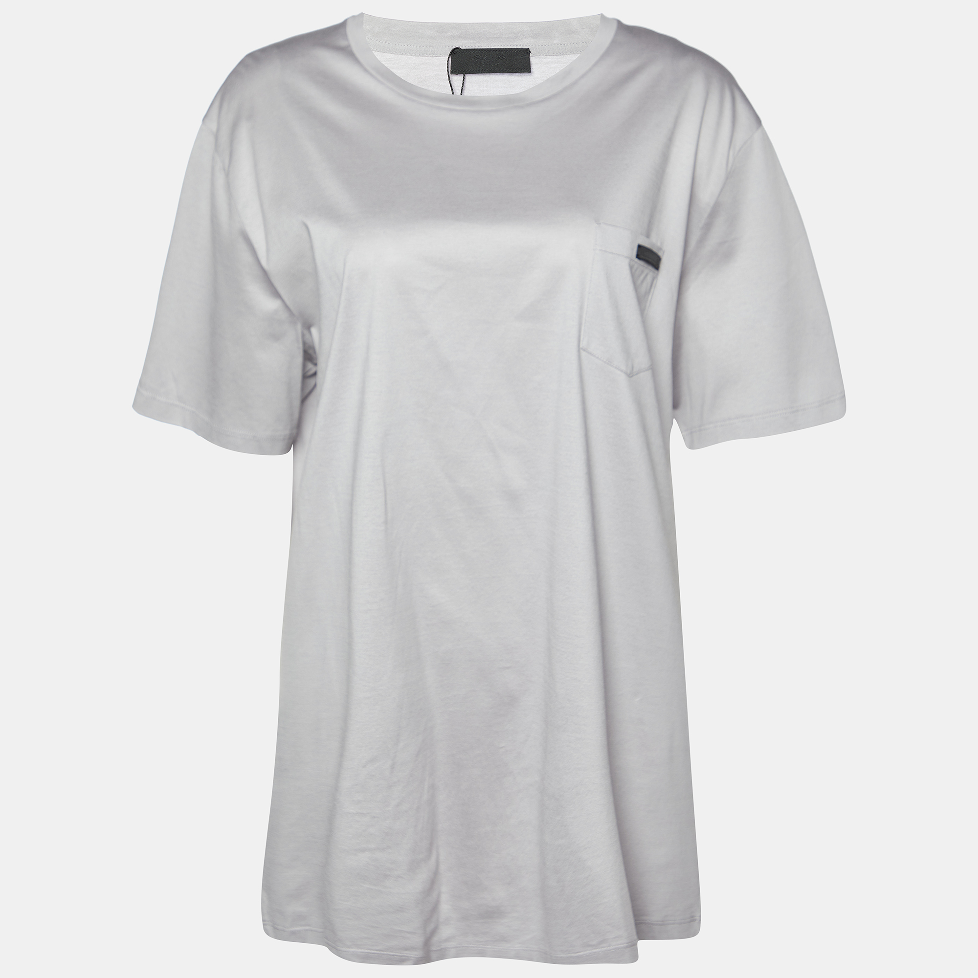 Pre-owned Prada Grey Cotton Chest Pocket Half Sleeve T-shirt Xxxl