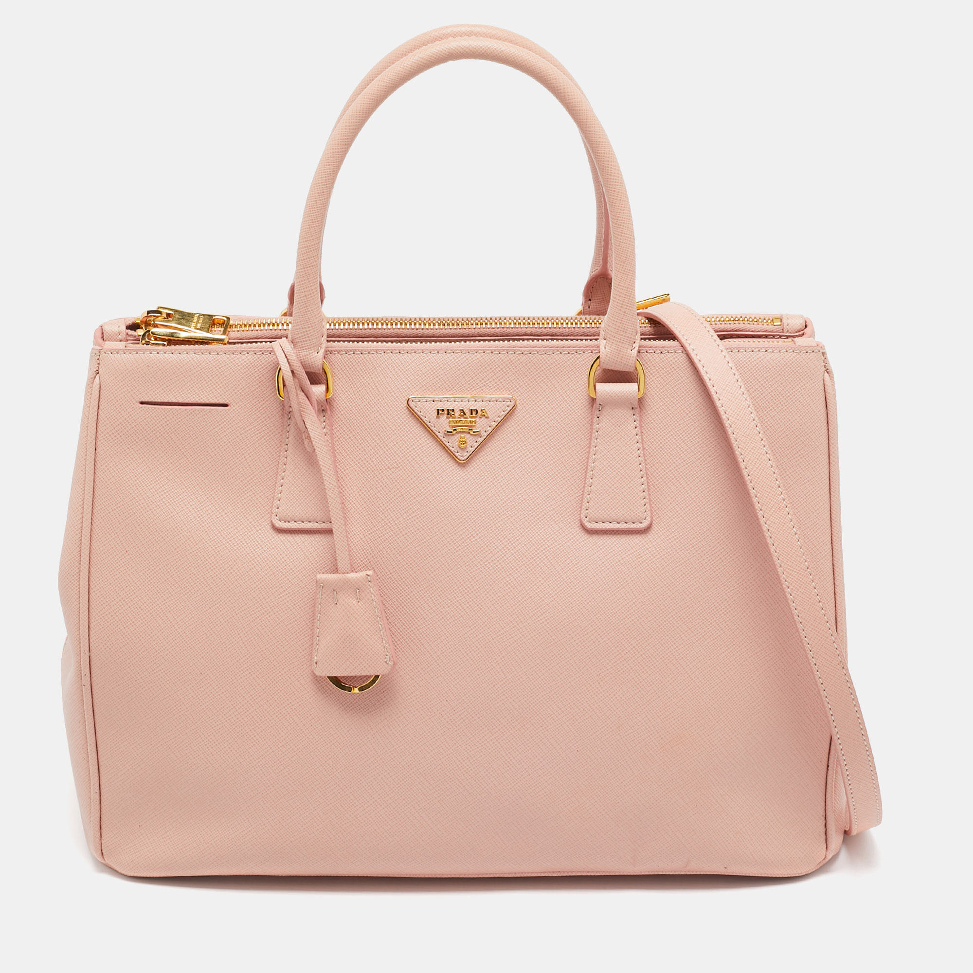 

Prada Pink Saffiano Lux Leather  Double Zip Tote