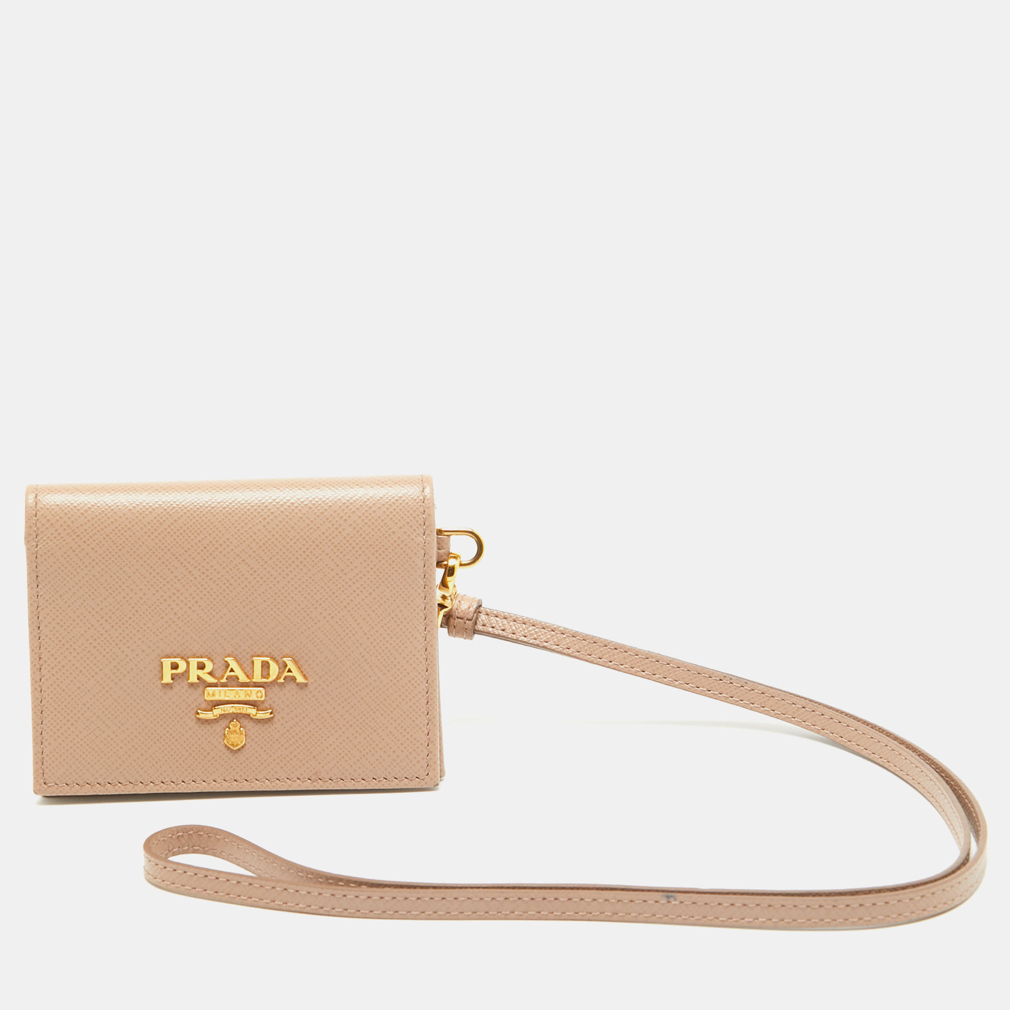 

Prada Beige Saffiano Metal Leather Card Holder
