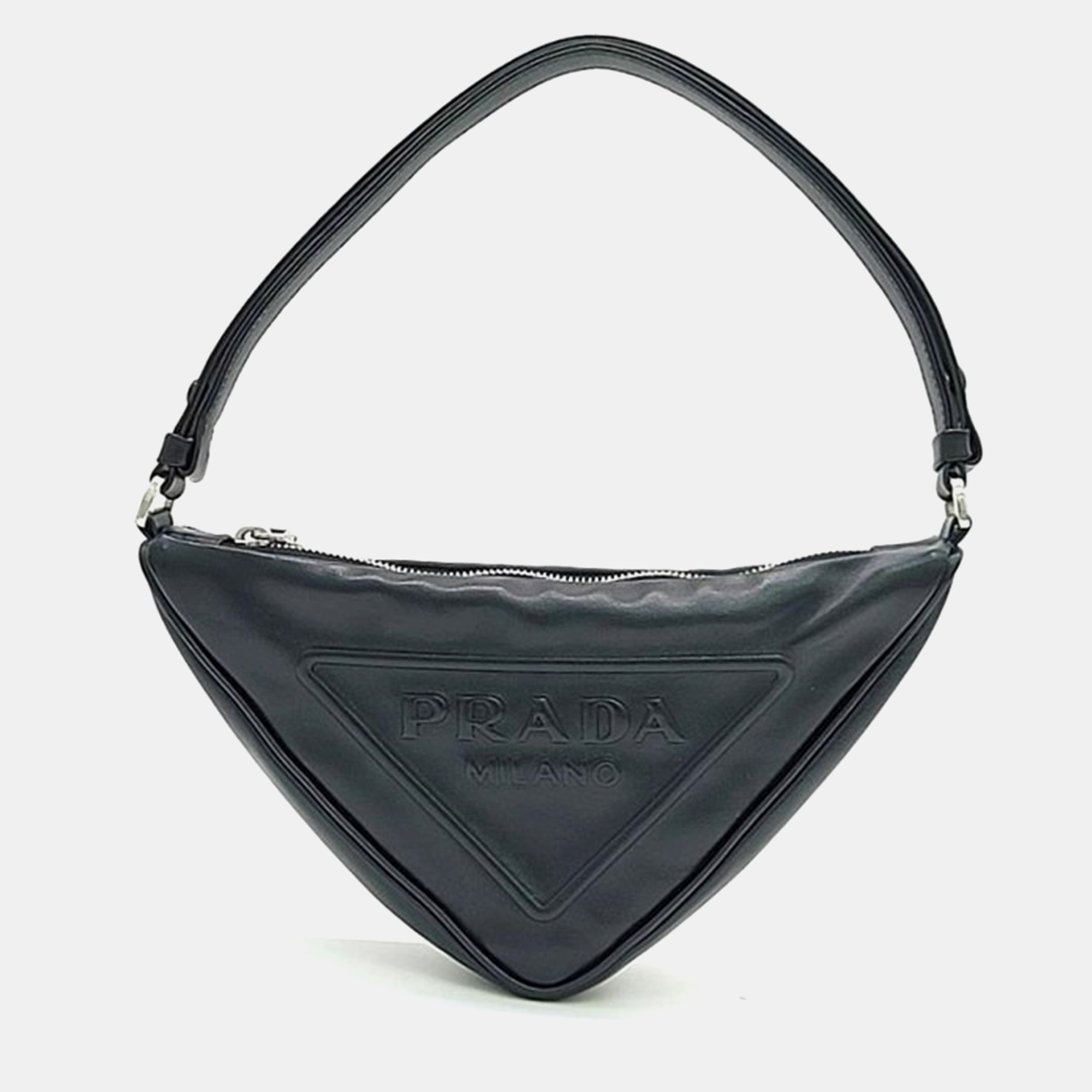 Pre-owned Prada Triangle Pouch Bag In Black