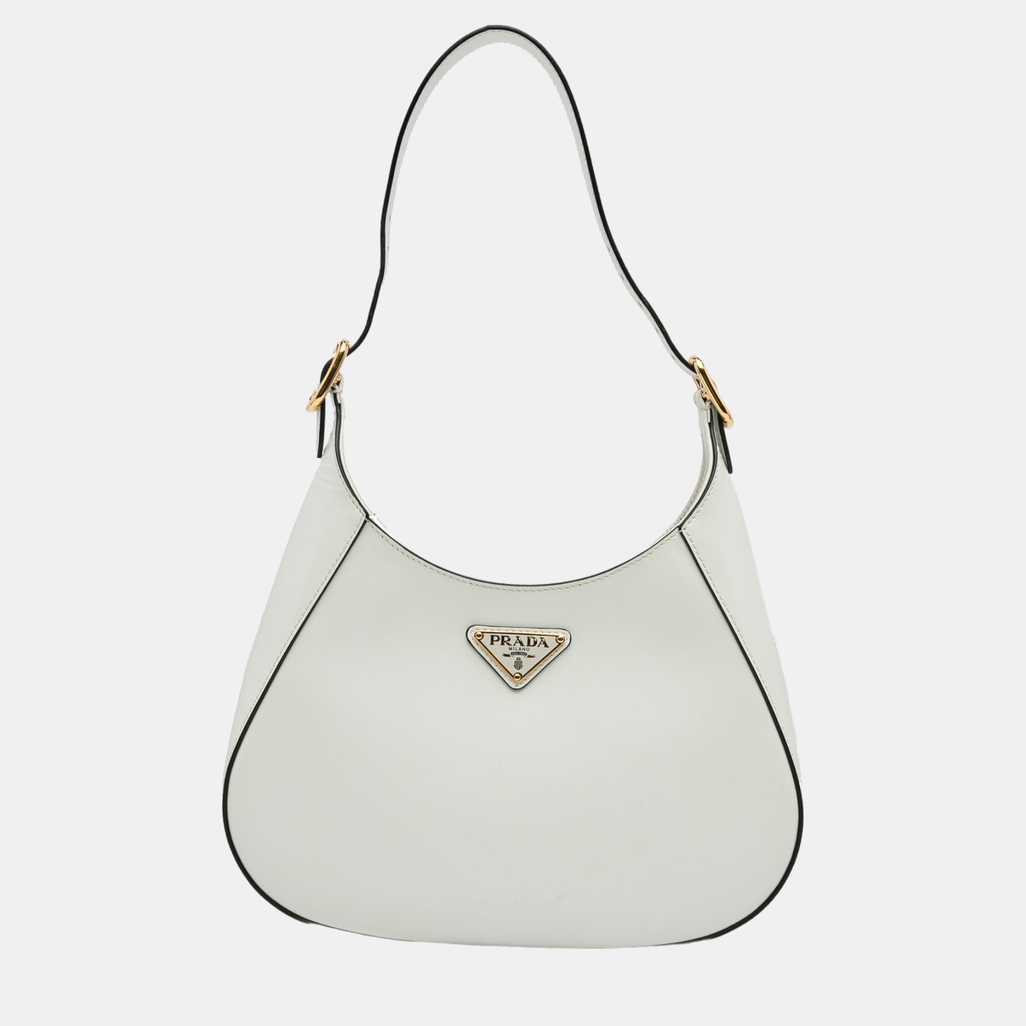 

Prada White Spazzolato Cleo Hobo