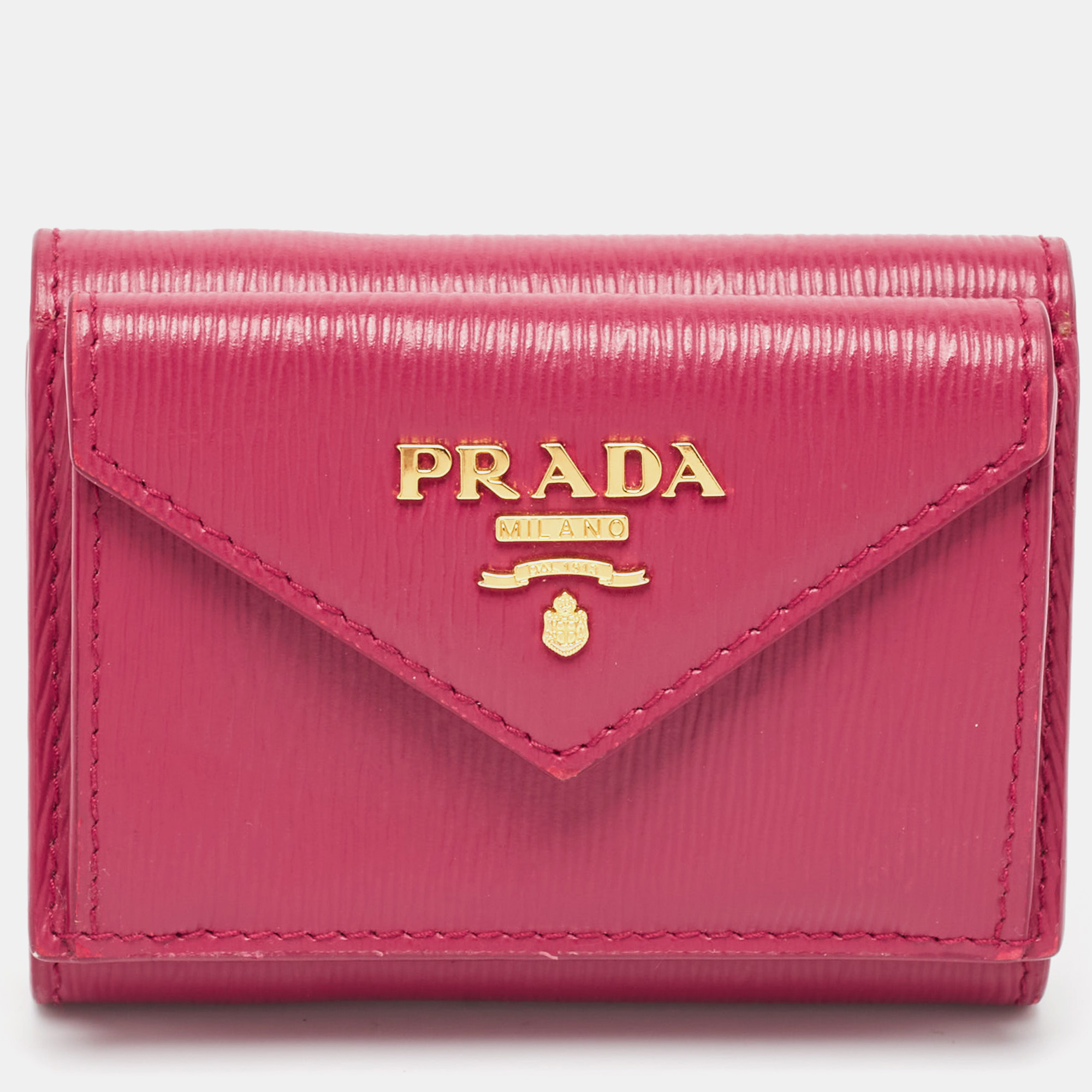 

Prada Pink Vitello Move Leather Envelope Trifold Compact Wallet