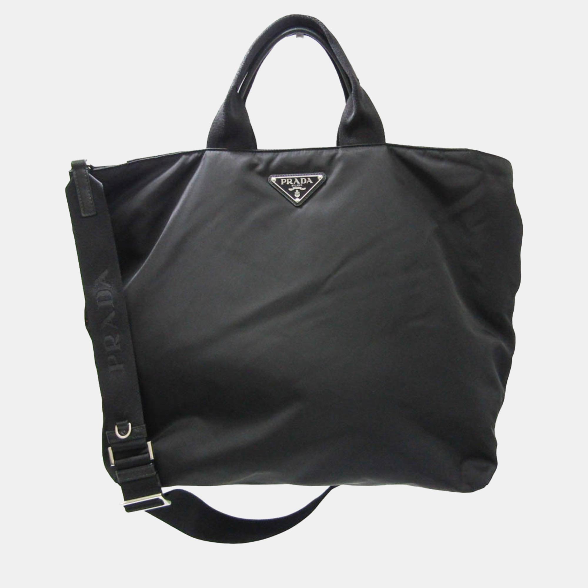 

Prada Black Nylon and Leather Tessuto Tote Bag