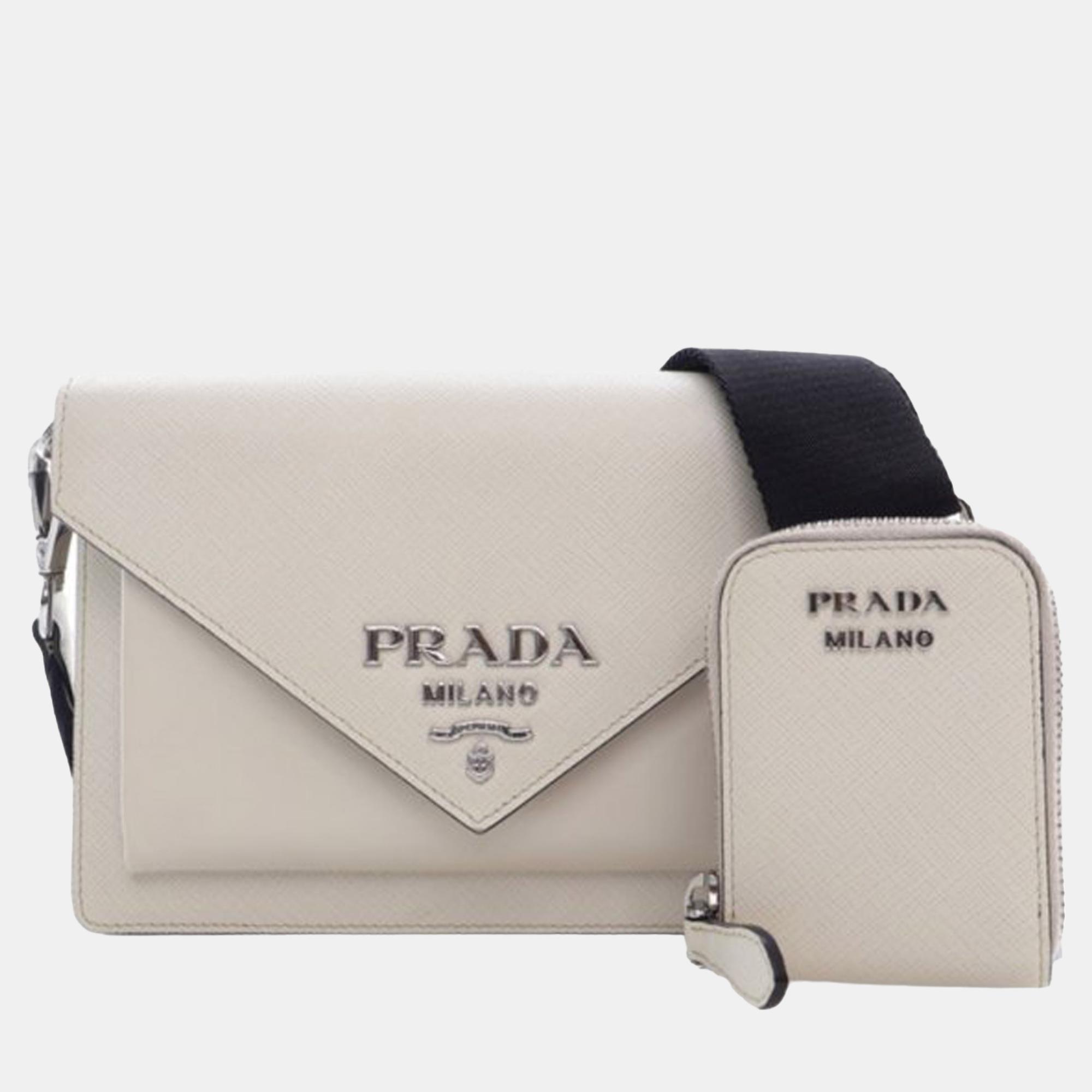 

Prada White Saffiano Mini Envelope Crossbody Bag