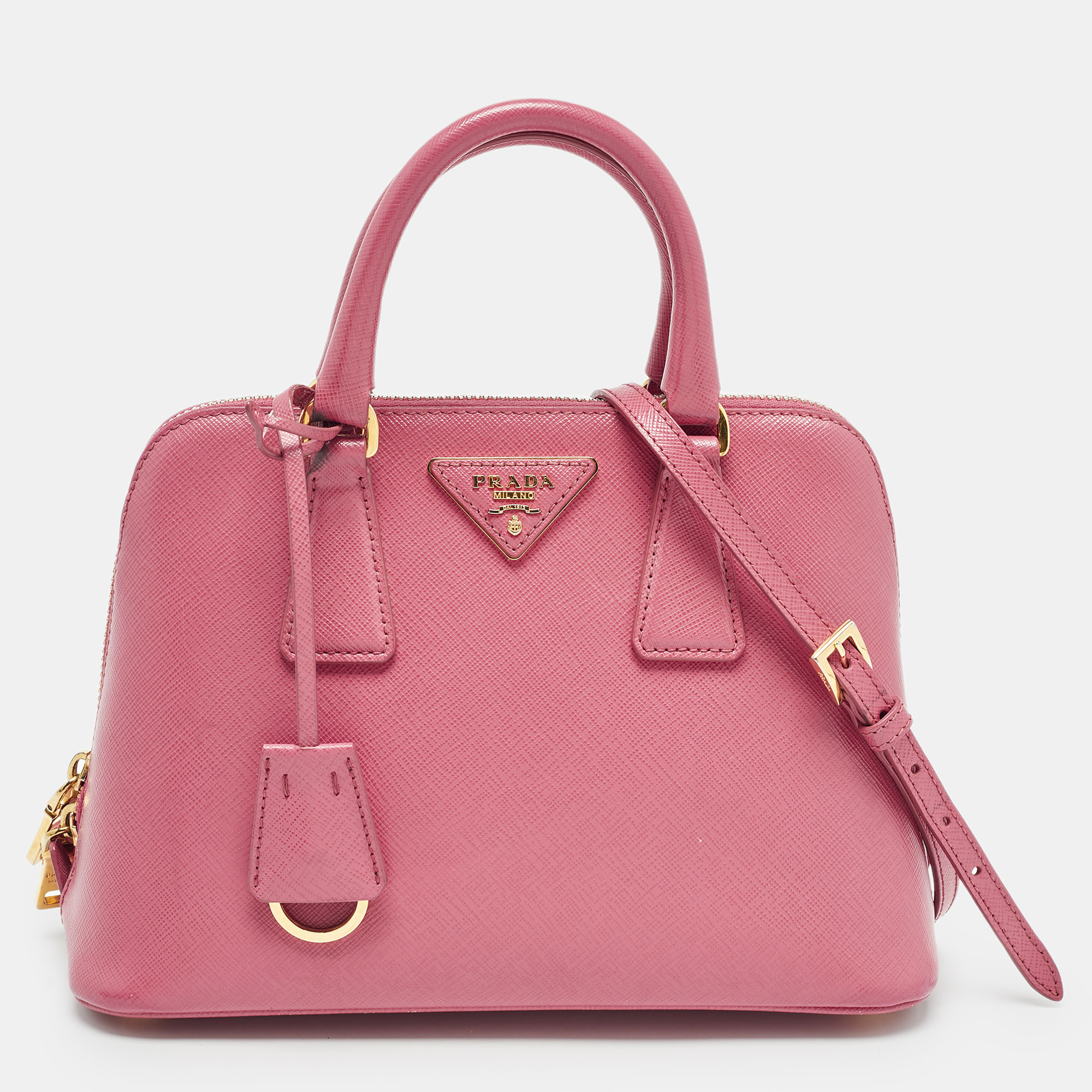 

Prada Pink Saffiano Lux Leather  Promenade Satchel