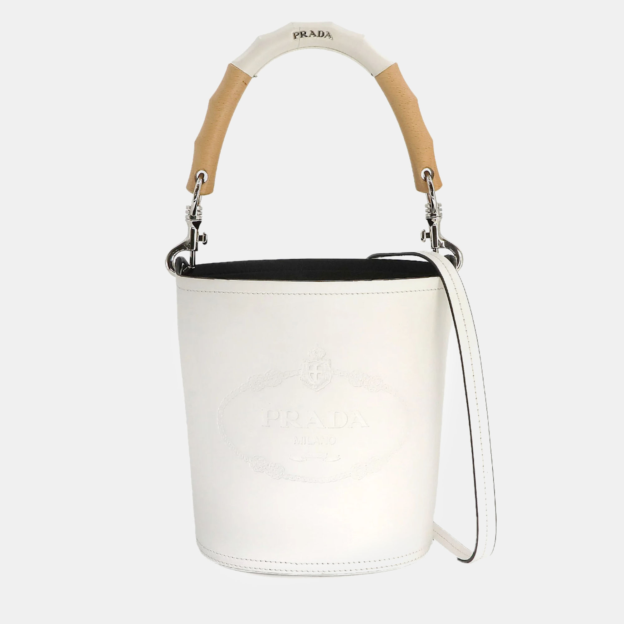 

Prada White City Calfskin Tambour Bucket Bag