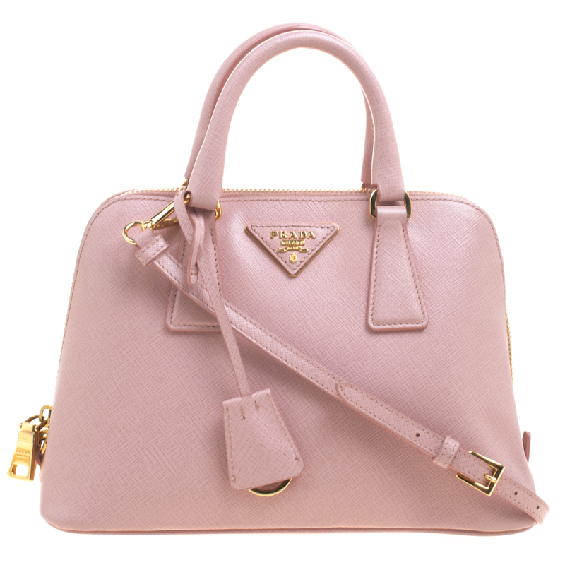 Pre Owned Prada Pastel Saffiano Lux Leather Small Promenade Top Handle Bag